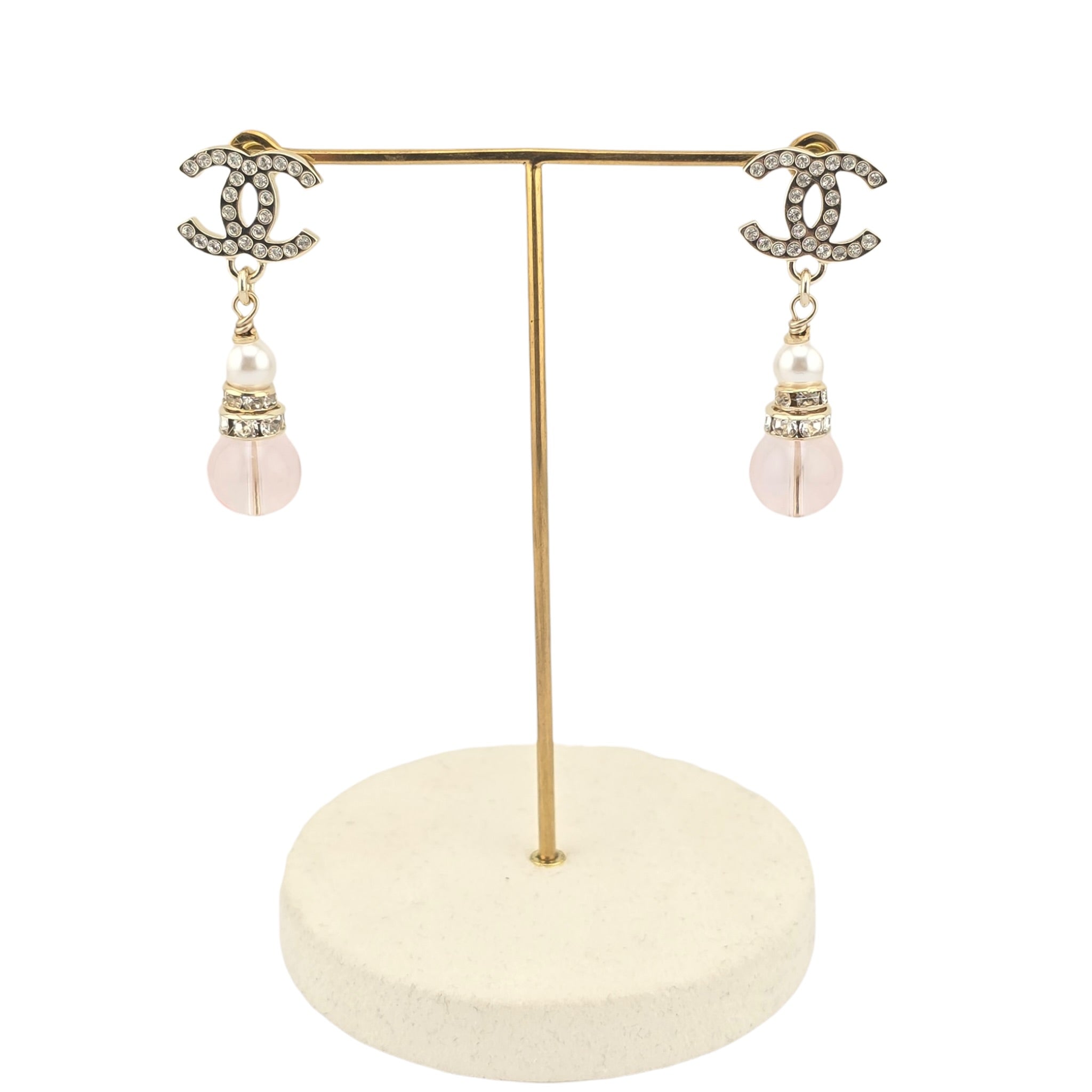 Chanel CC Faux Pearl Pink Drop Earrings 2026 CHANEL