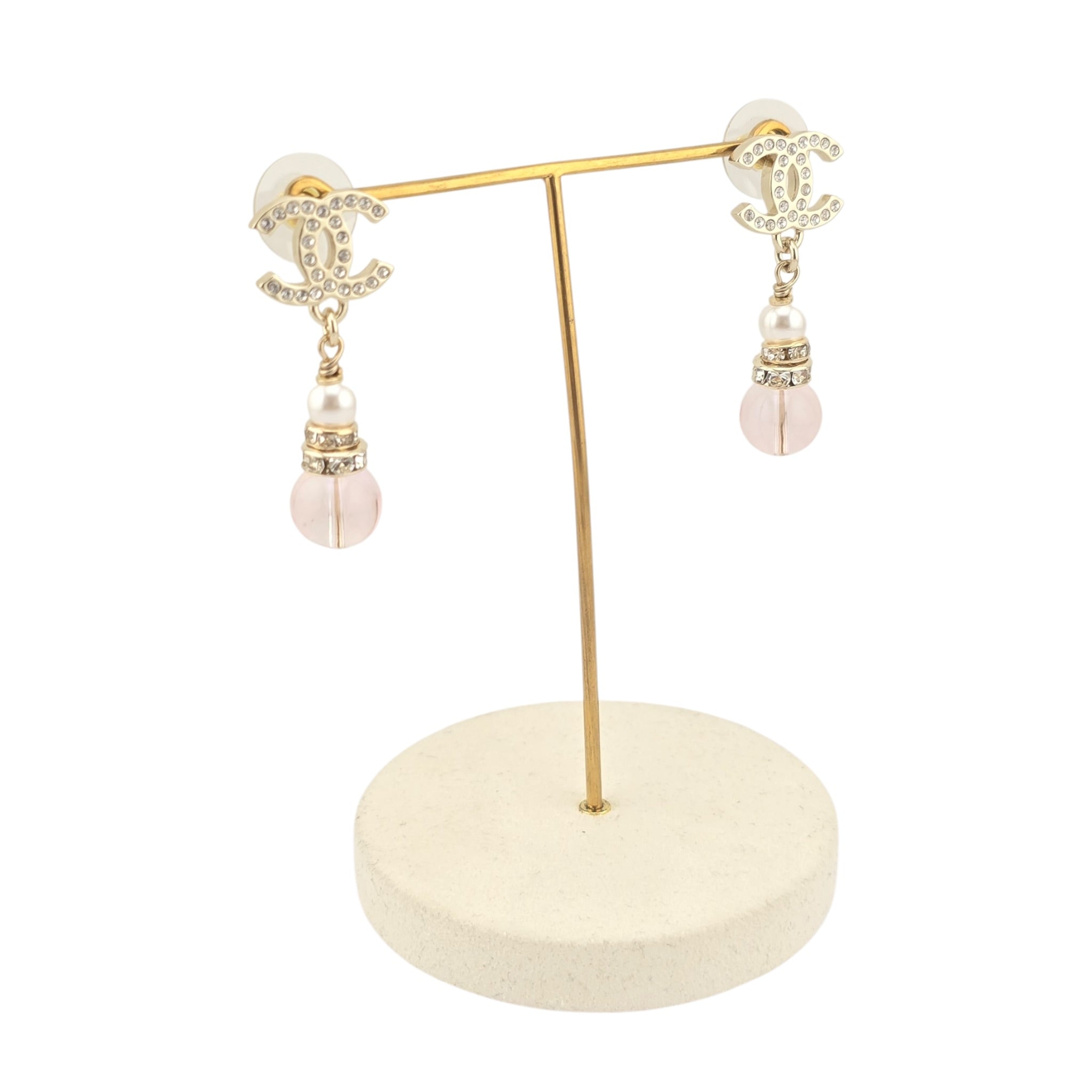 Chanel CC Faux Pearl Pink Drop Earrings 2026 CHANEL