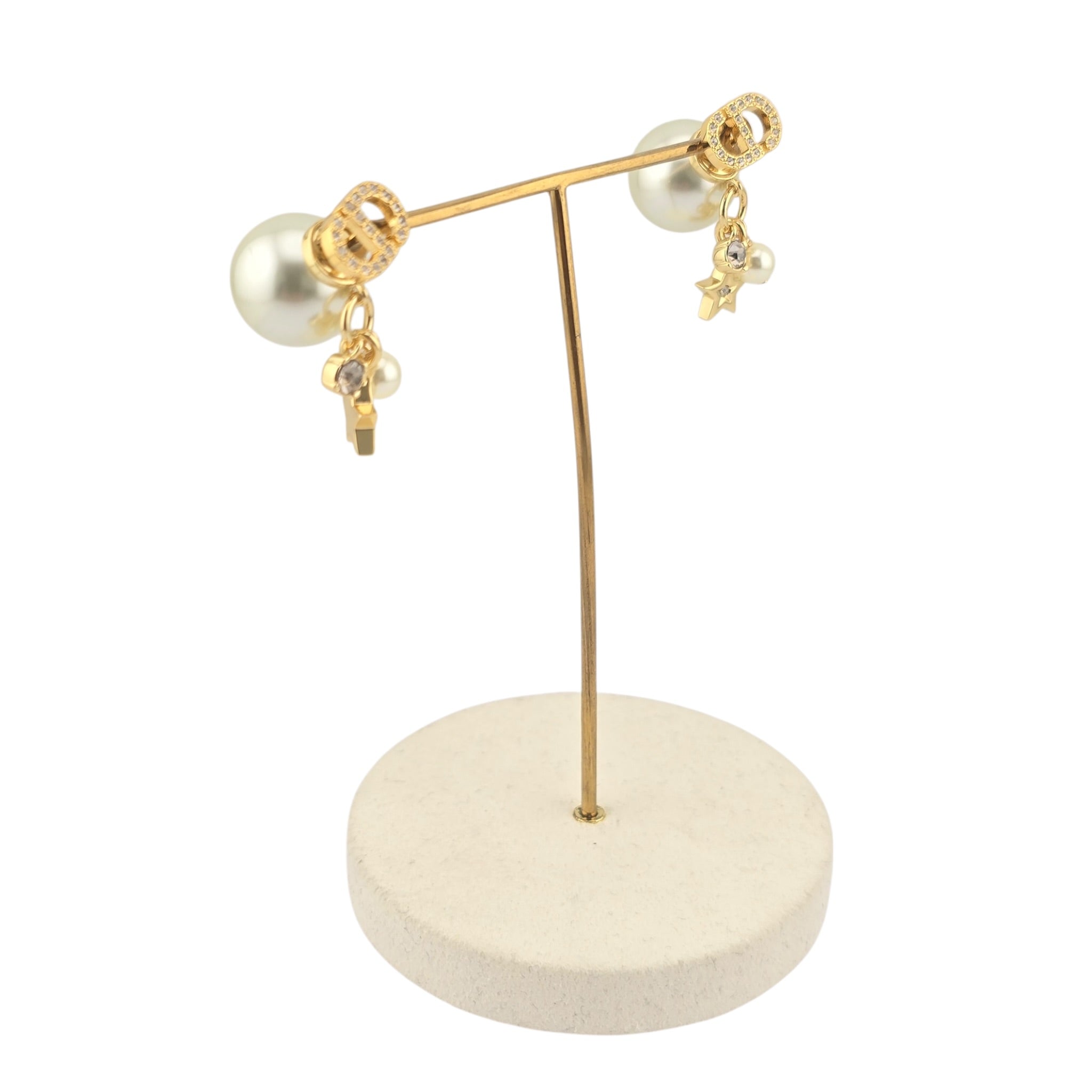 Christian Dior CD Tribales Gold Finish Crystal Charm Earrings DIOR