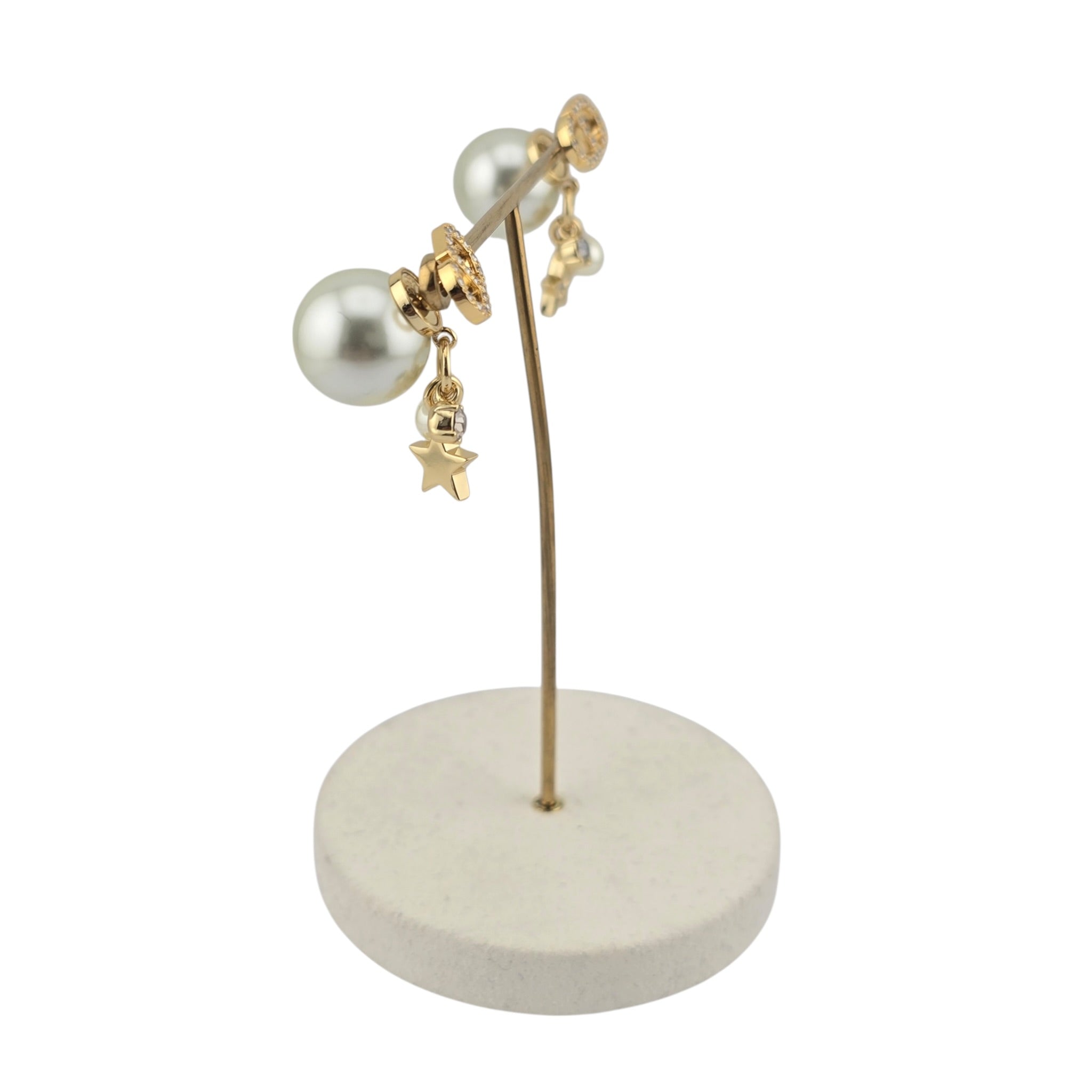 Christian Dior CD Tribales Gold Finish Crystal Charm Earrings DIOR