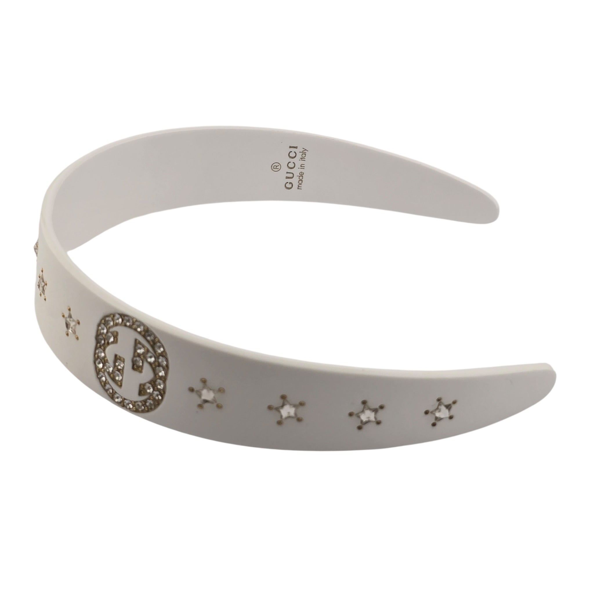GUCCI GG Resin Crystal Head Band White GUCCI