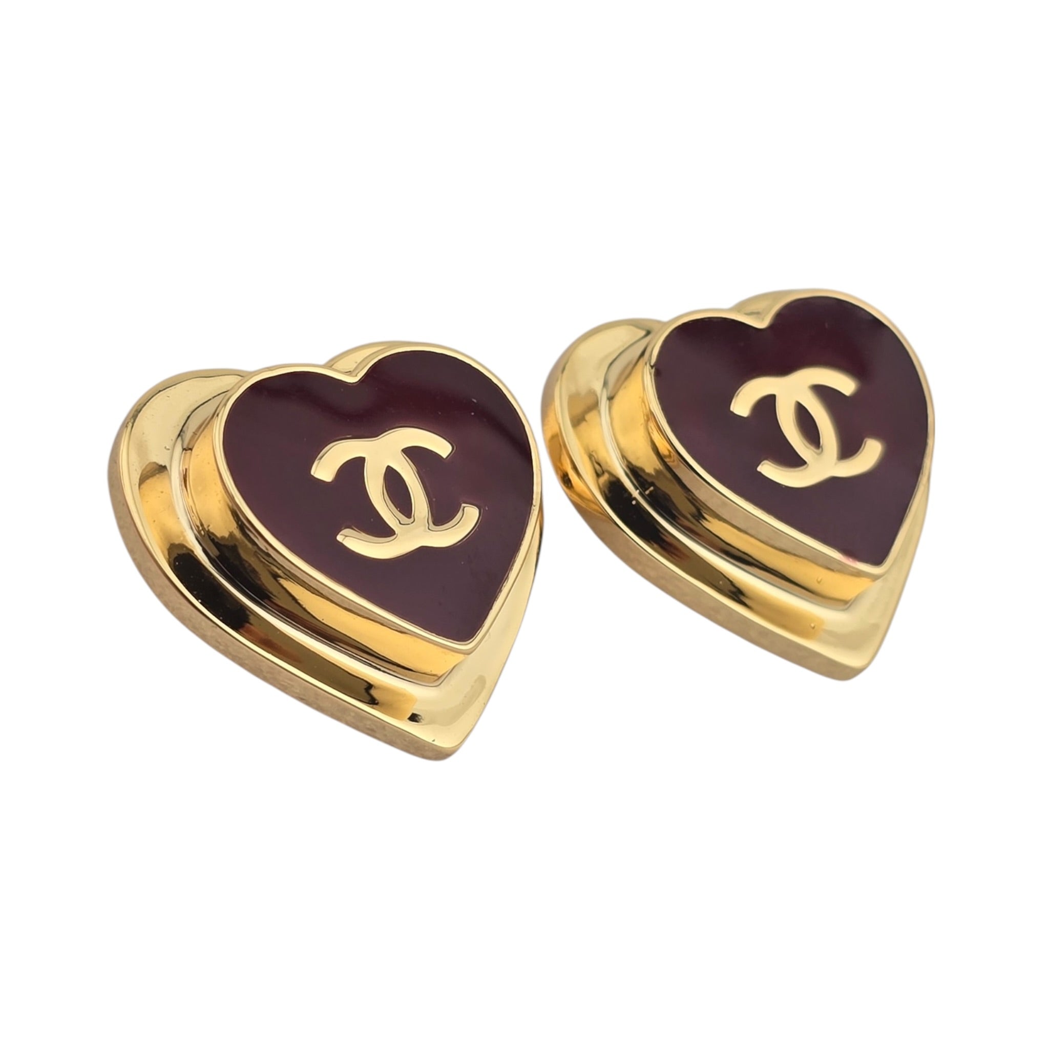 Chanel CC Gold Resin Red Heart Earrings 2026 CHANEL