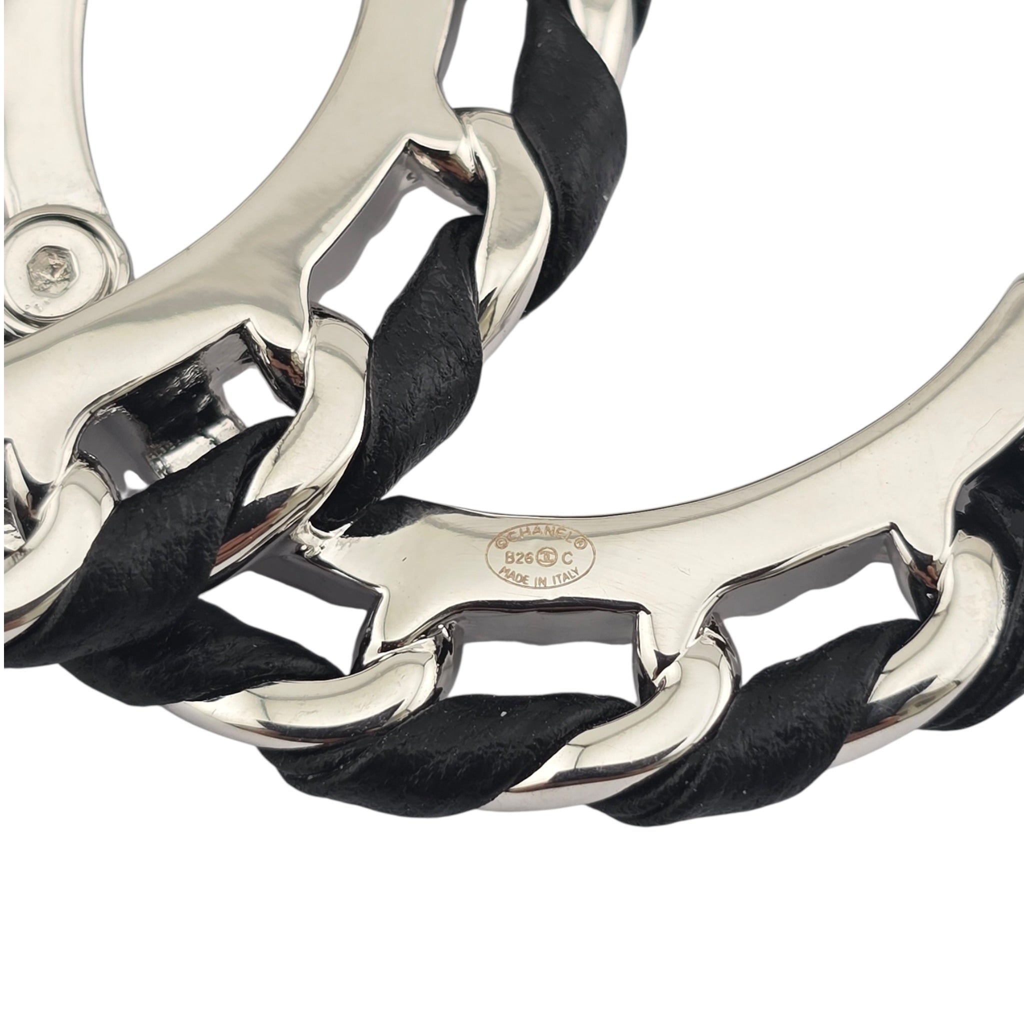 Chanel CC Lambskin Black Silver Brooch 2026 CHANEL