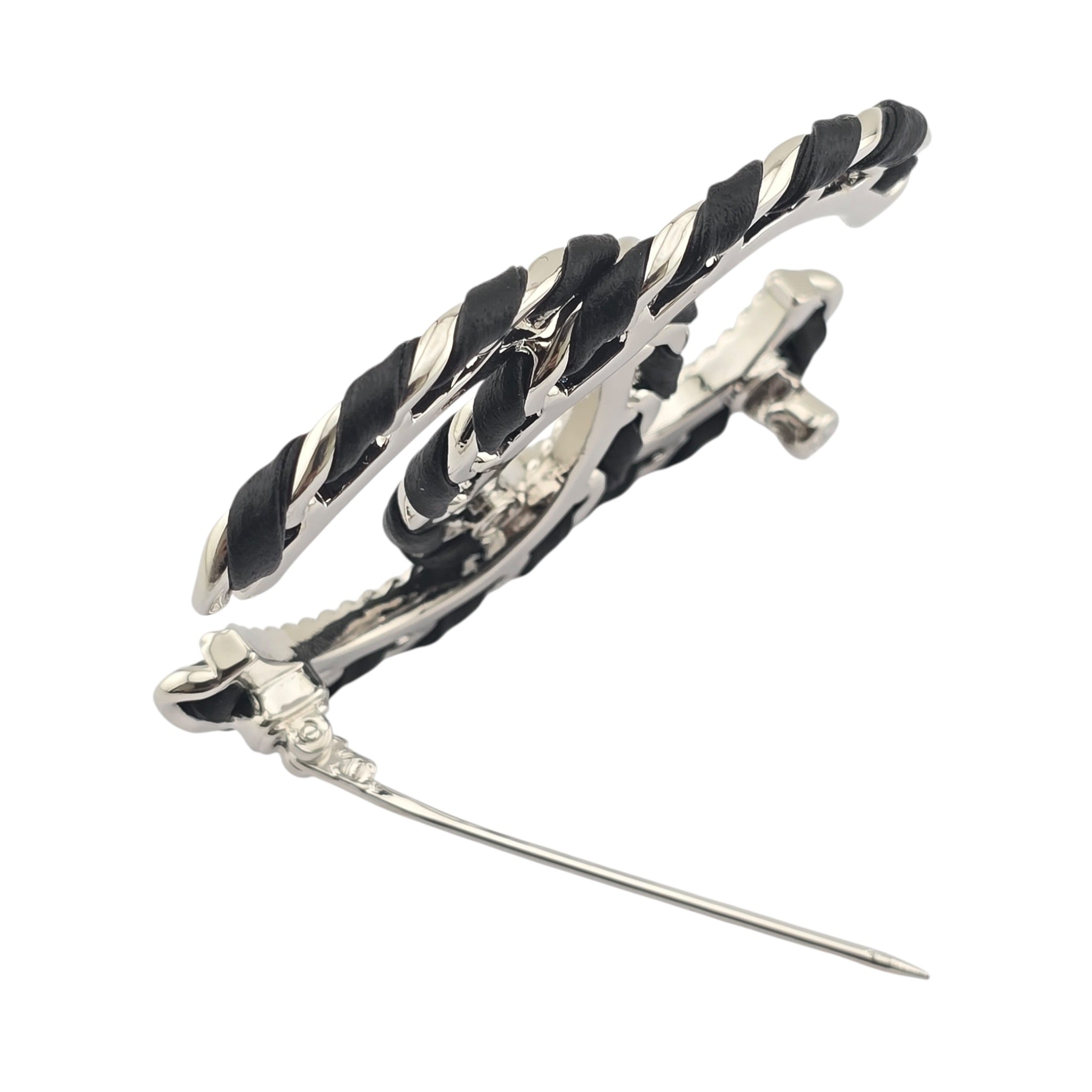 Chanel CC Lambskin Black Silver Brooch 2026 CHANEL