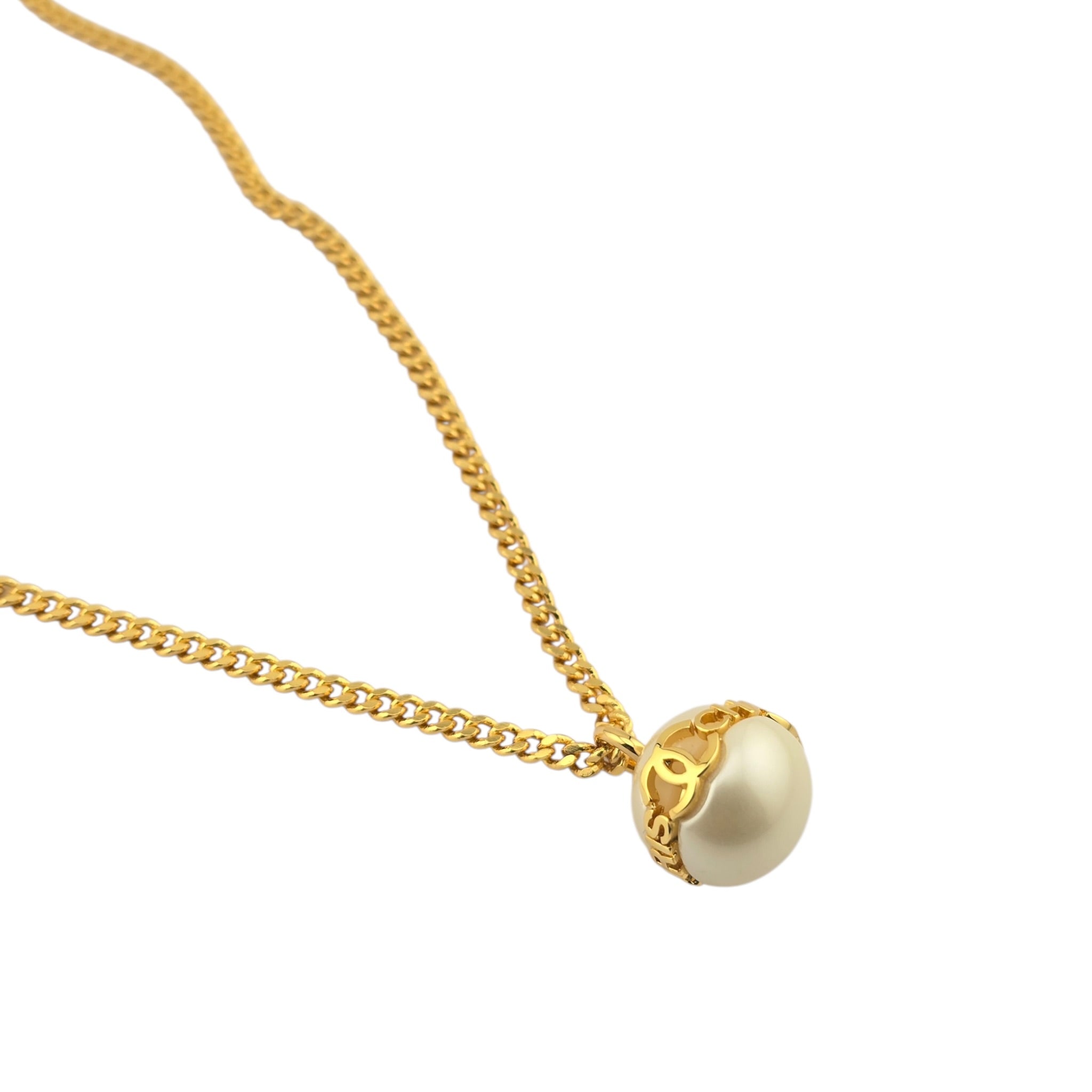 Chanel CC Gold Faux Pearl Pendant Necklace 2023 CHANEL