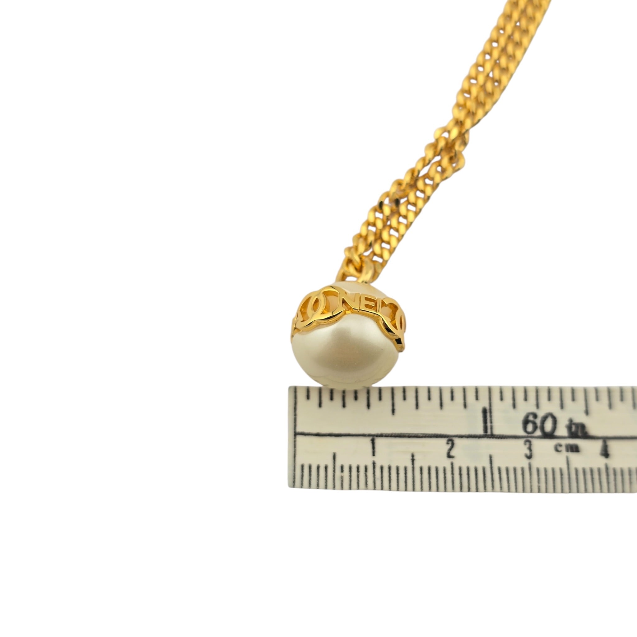 Chanel CC Gold Faux Pearl Pendant Necklace 2023 CHANEL