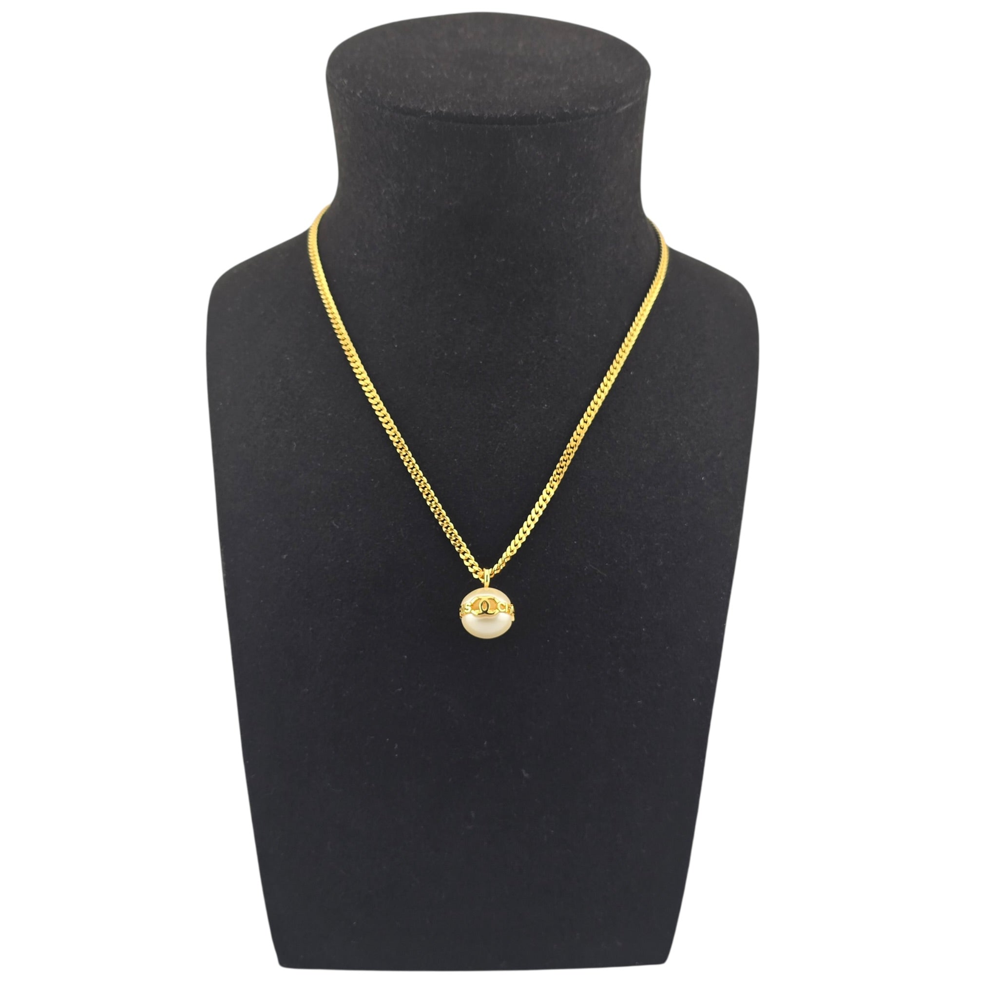 Chanel CC Gold Faux Pearl Pendant Necklace 2023 CHANEL