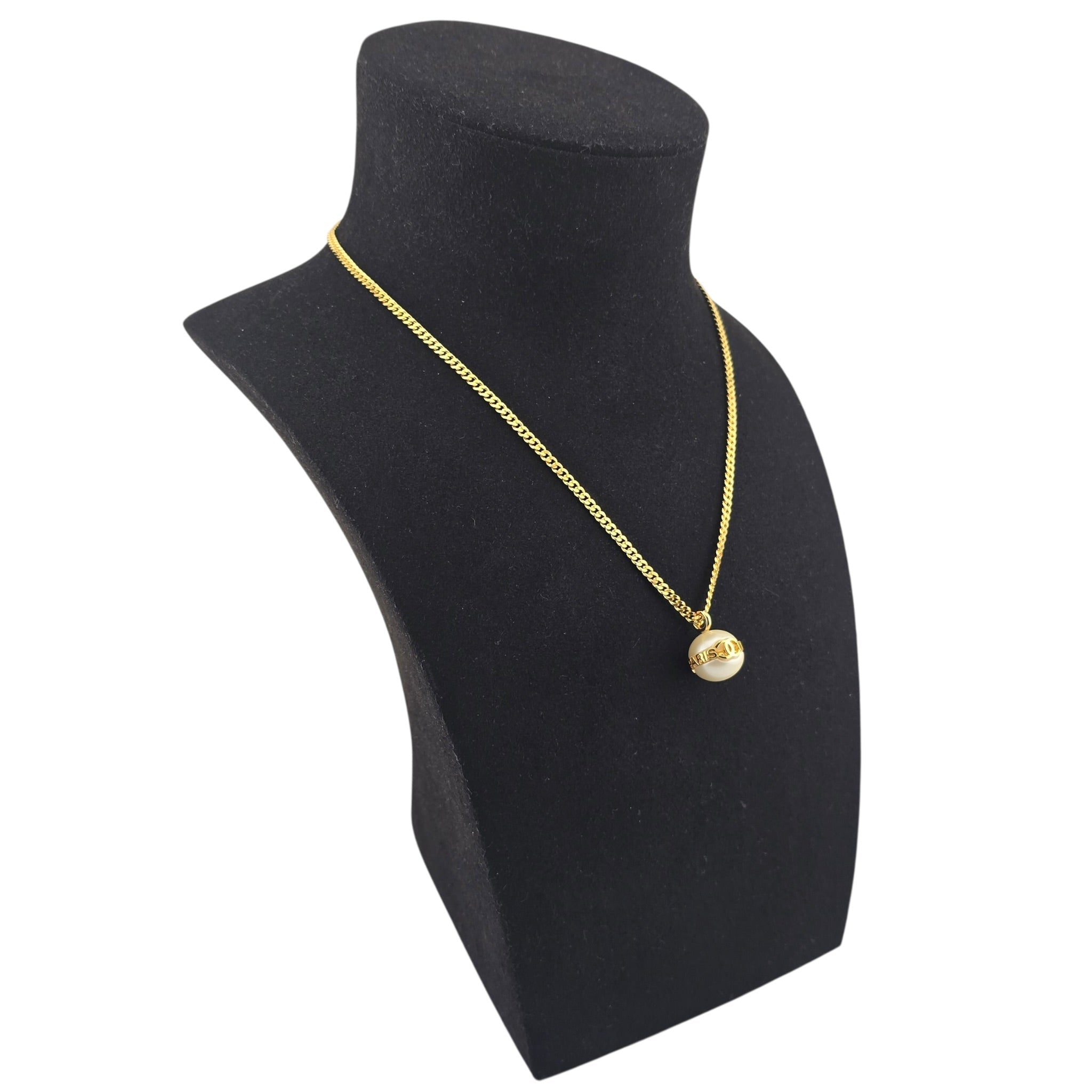 Chanel CC Gold Faux Pearl Pendant Necklace 2023 CHANEL