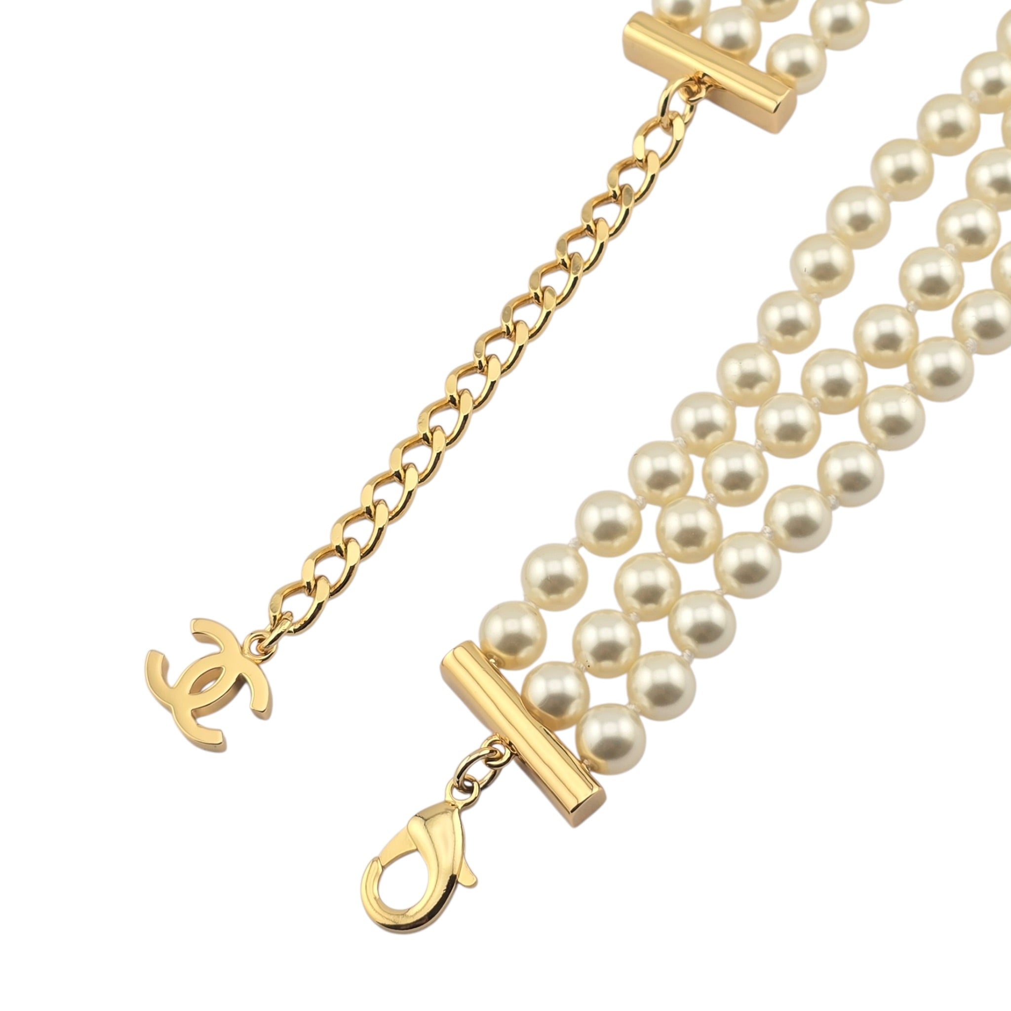 Chanel CC Faux Pearl Gold Pendant Necklace 2024 CHANEL