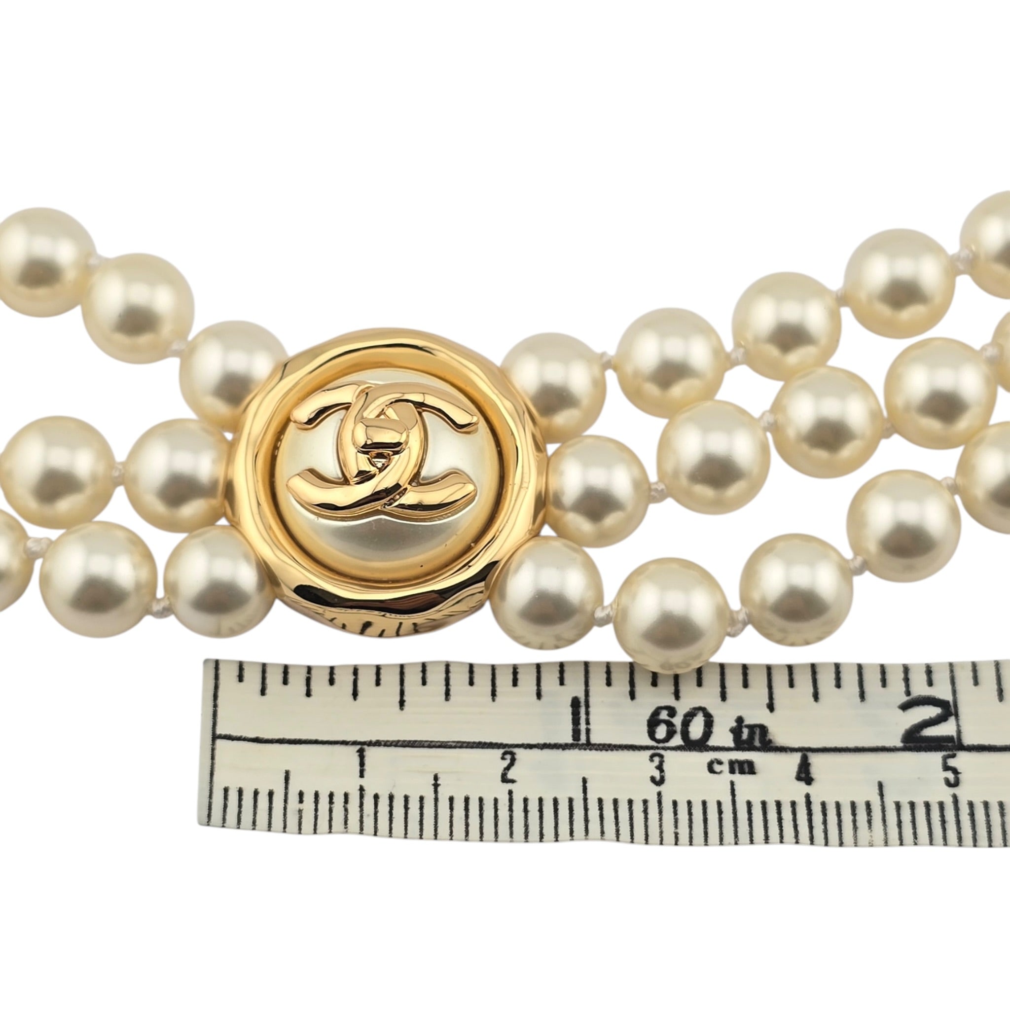 Chanel CC Faux Pearl Gold Pendant Necklace 2024 CHANEL