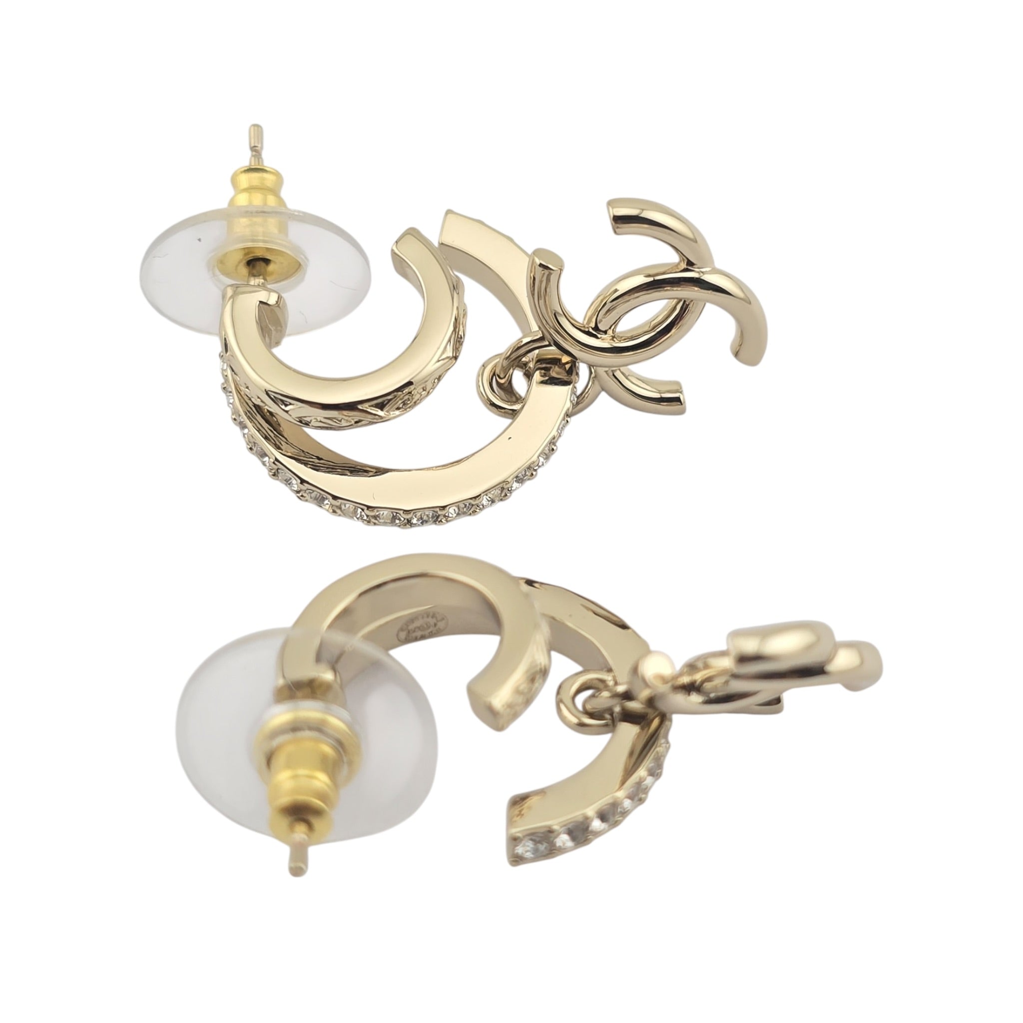 Chanel CC Gold Hoop Crystal Earrings 2025 CHANEL