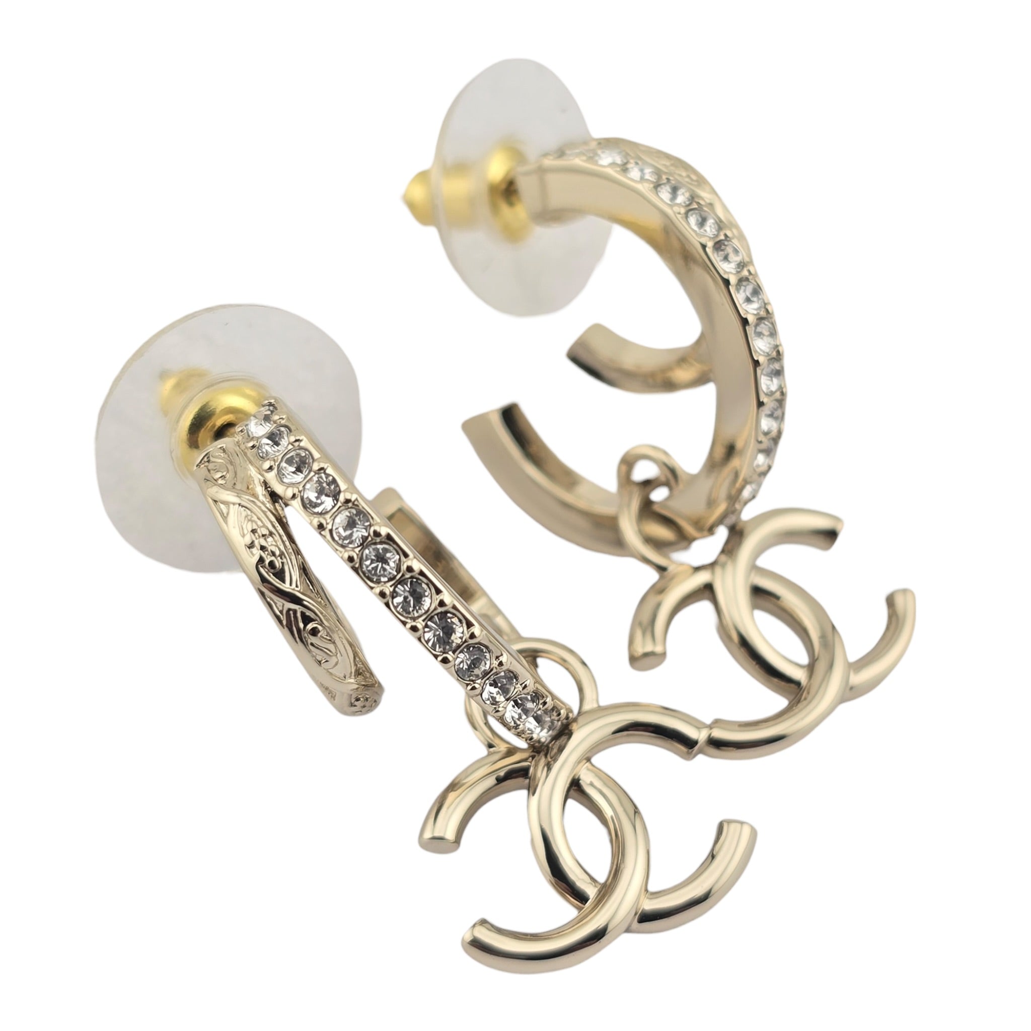 Chanel CC Gold Hoop Crystal Earrings 2025 CHANEL