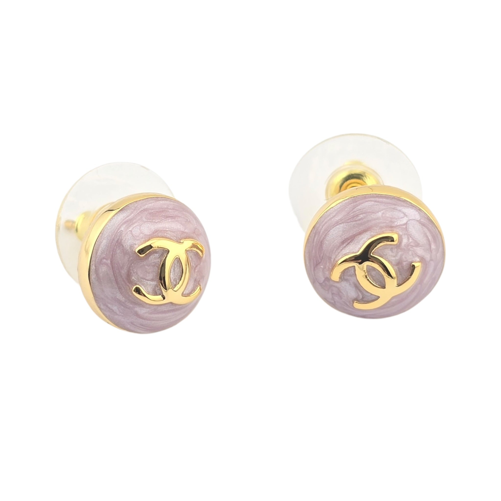 Chanel CC Round Gold Pink Earrings 2026 CHANEL