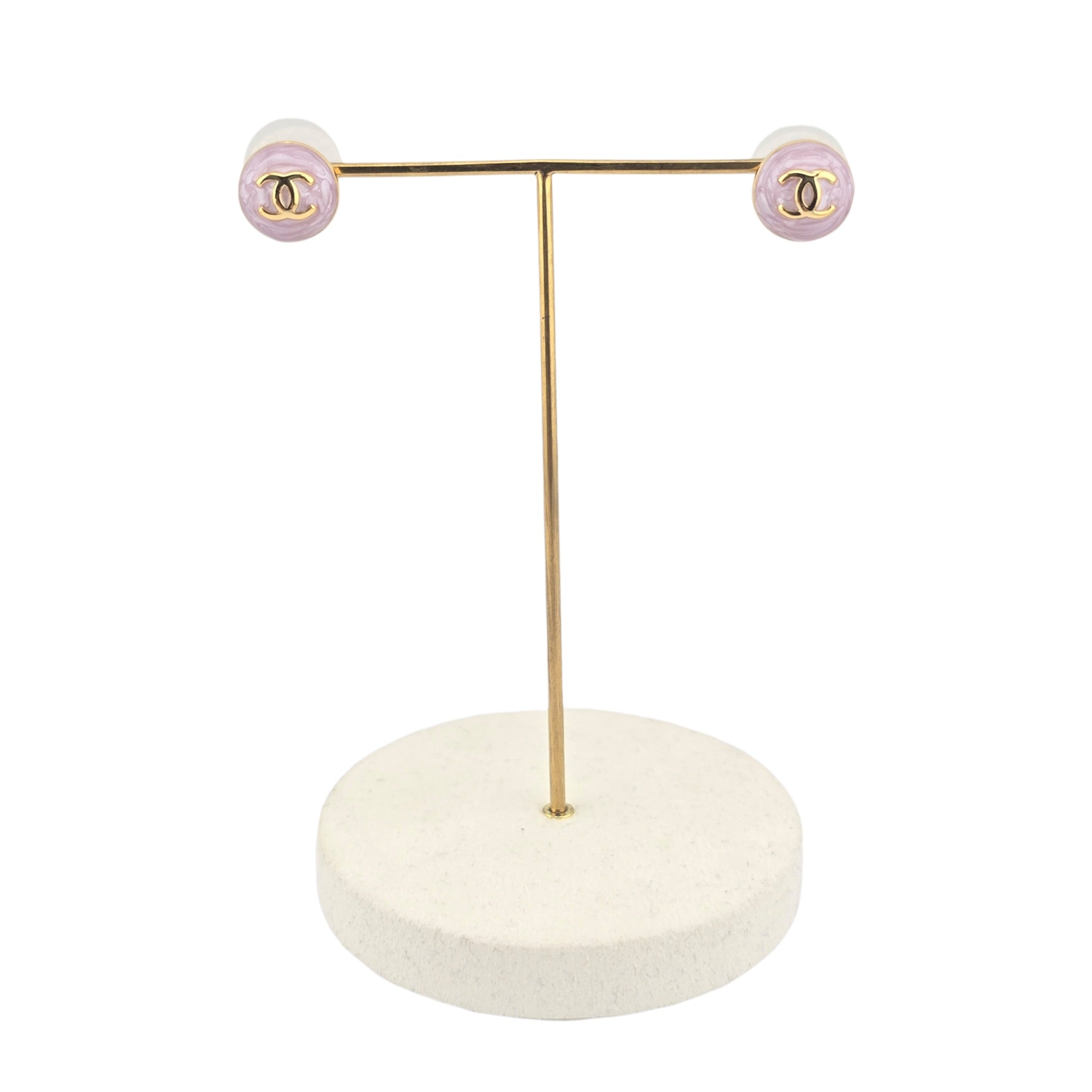 Chanel CC Round Gold Pink Earrings 2026 CHANEL