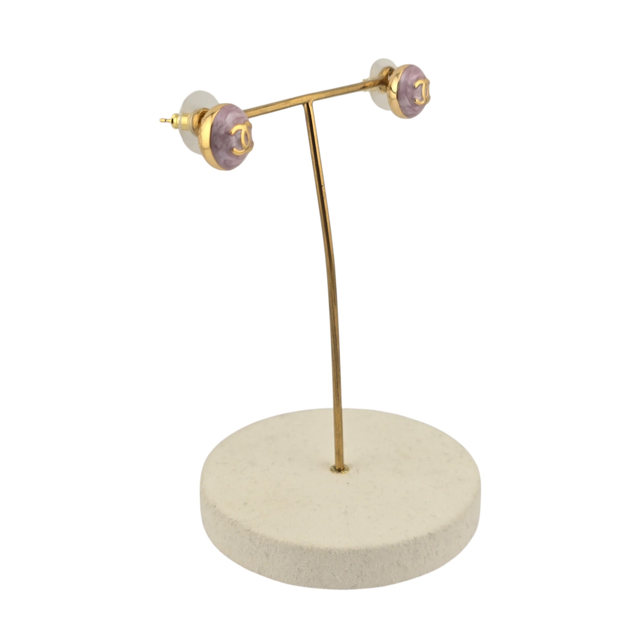 Chanel CC Round Gold Pink Earrings 2026 CHANEL