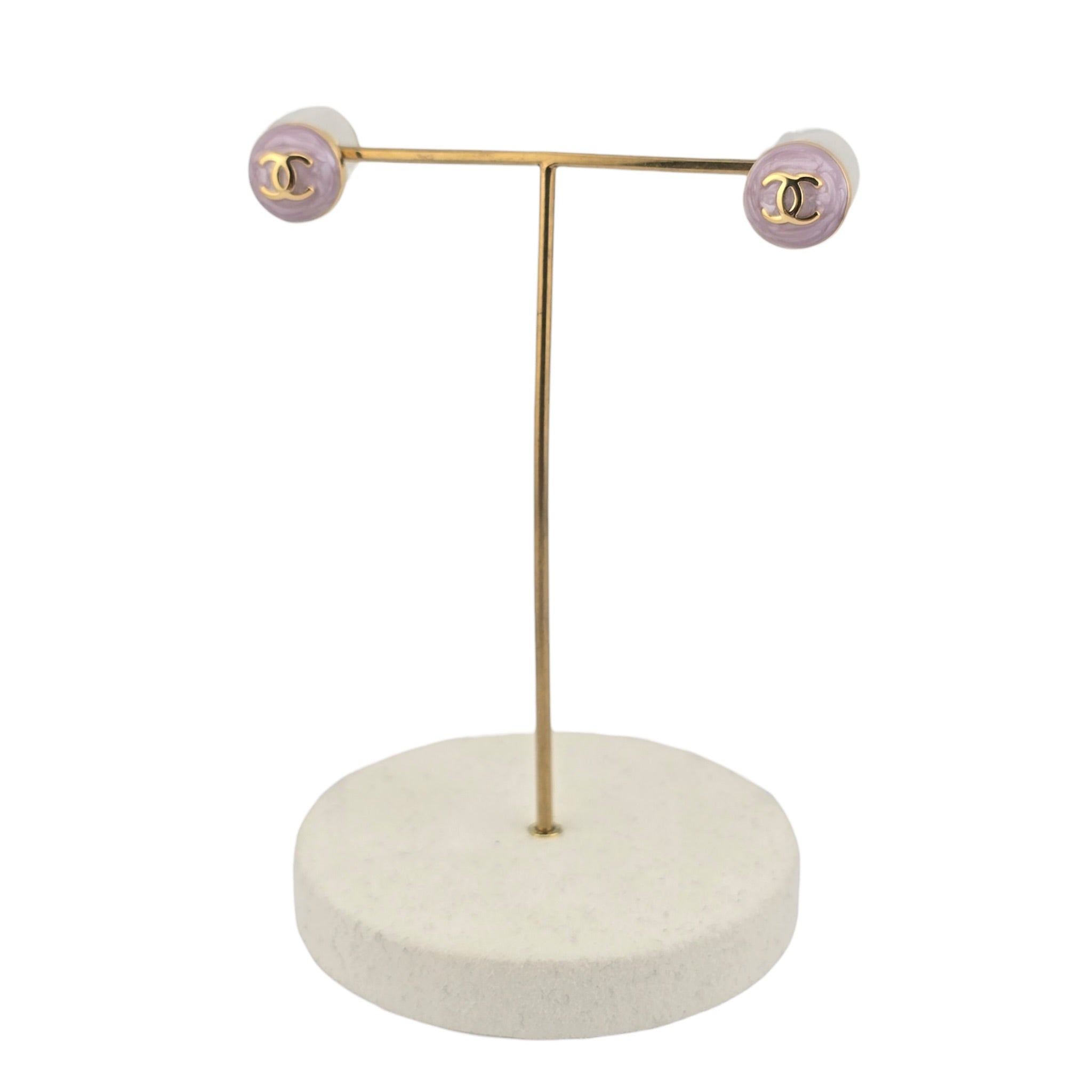 Chanel CC Round Gold Pink Earrings 2026 CHANEL