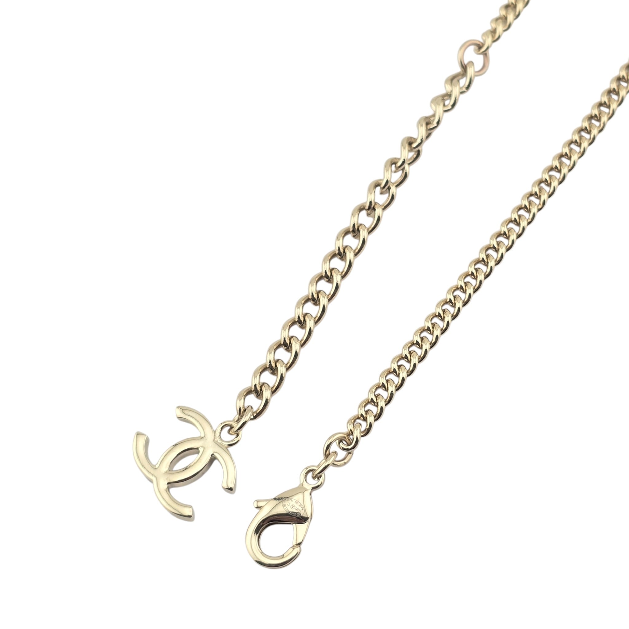 Chanel CC Blue Gold Flower Crystal Resin Denim Necklace 2026 CHANEL