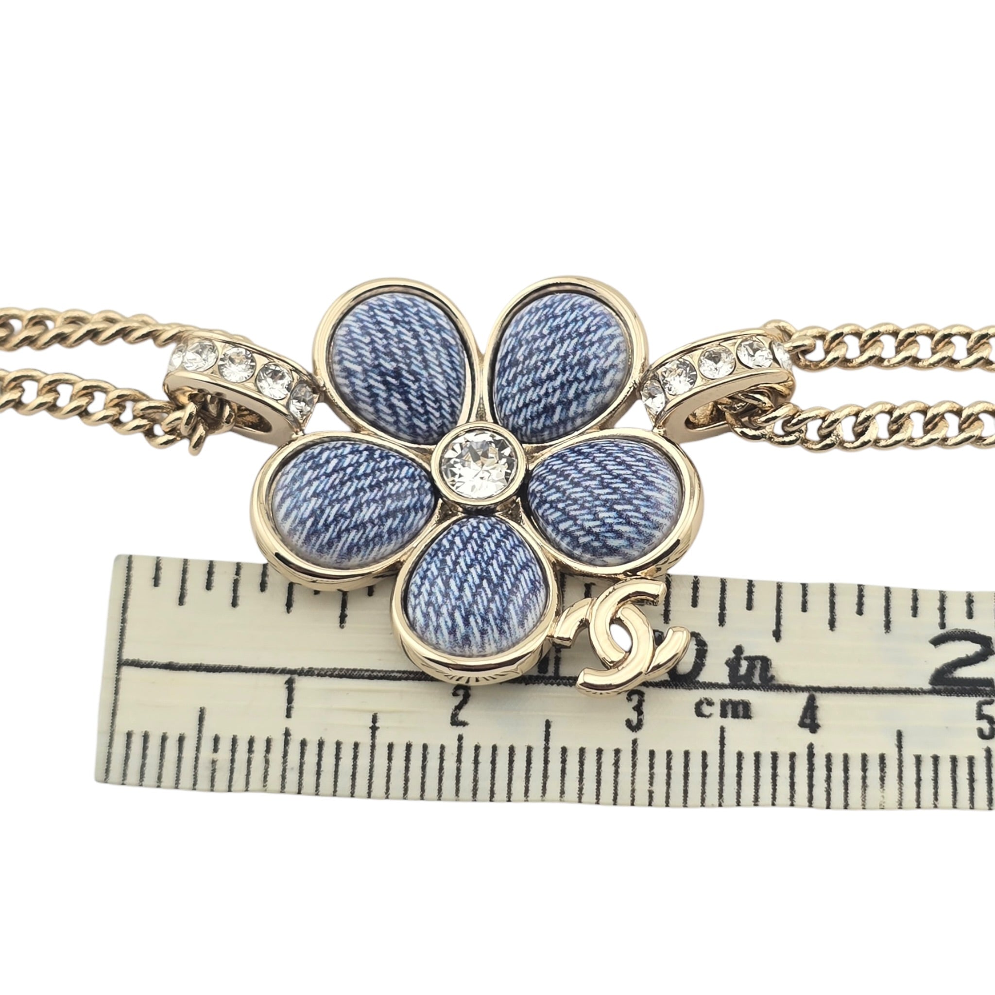 Chanel CC Blue Gold Flower Resin Denim Bracelet 2026 CHANEL