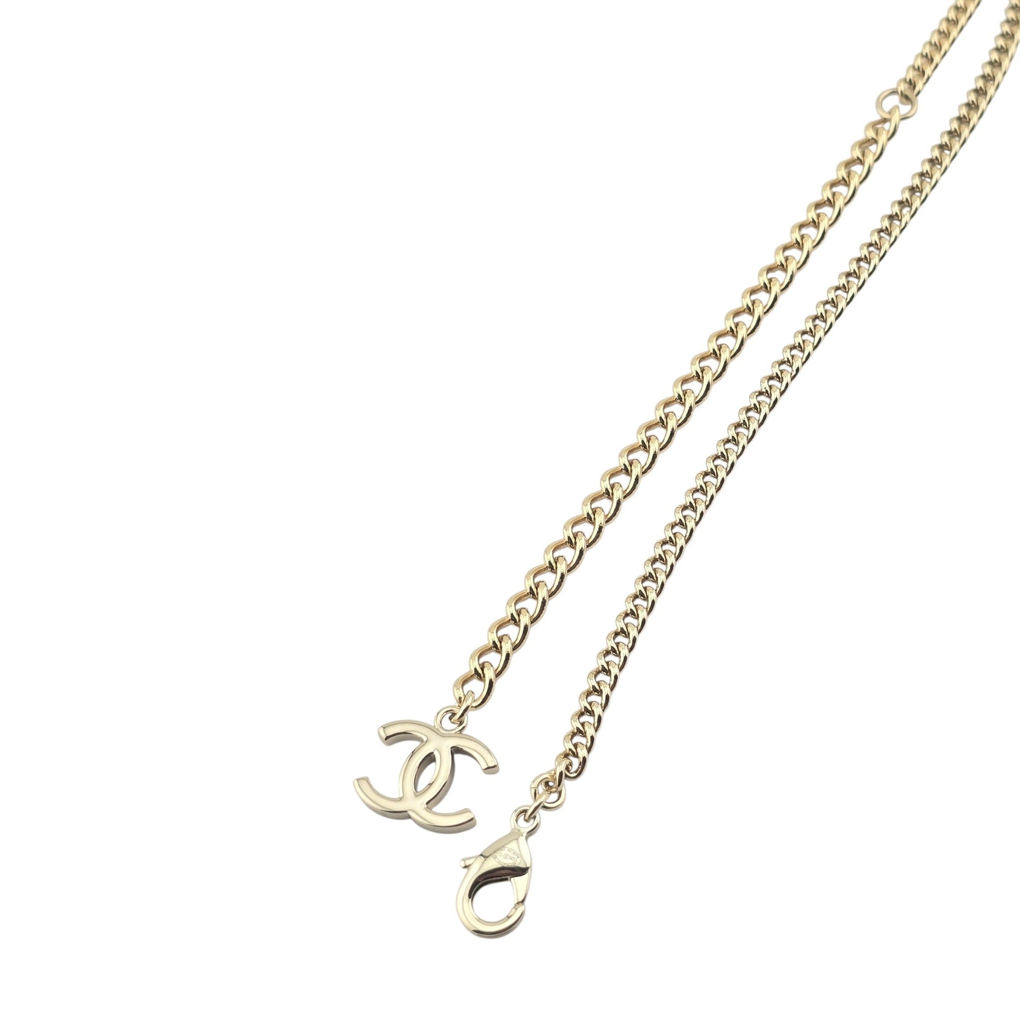 Chanel CC Gold Blue Flower Resin Denim Necklace 2026 CHANEL
