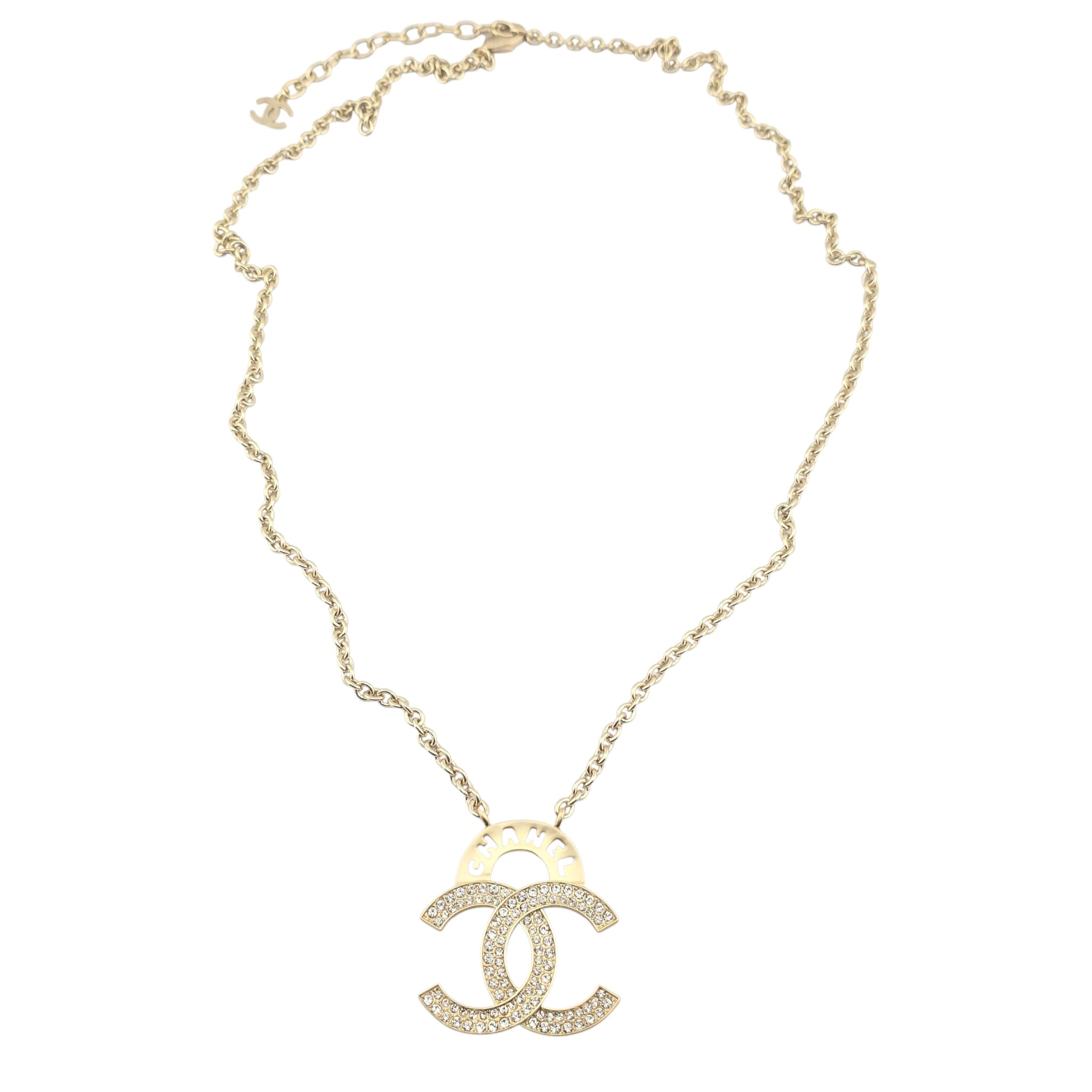 Chanel CC Gold Crystal Pendant Necklace 2021 CHANEL