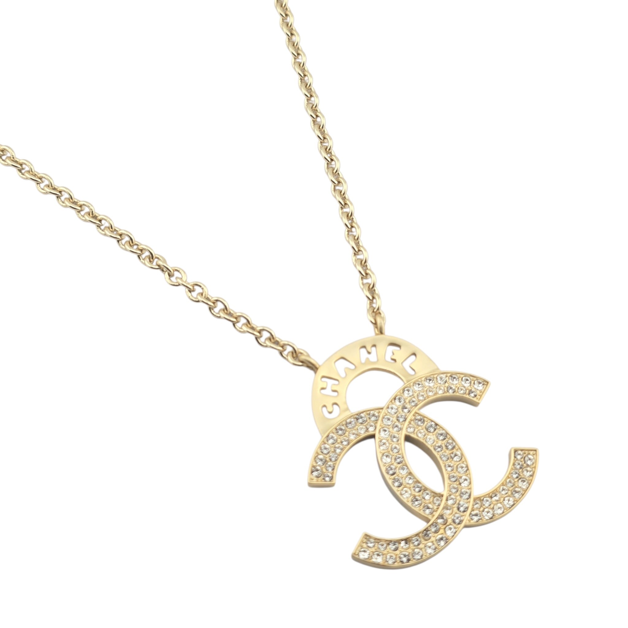 Chanel CC Gold Crystal Pendant Necklace 2021 CHANEL