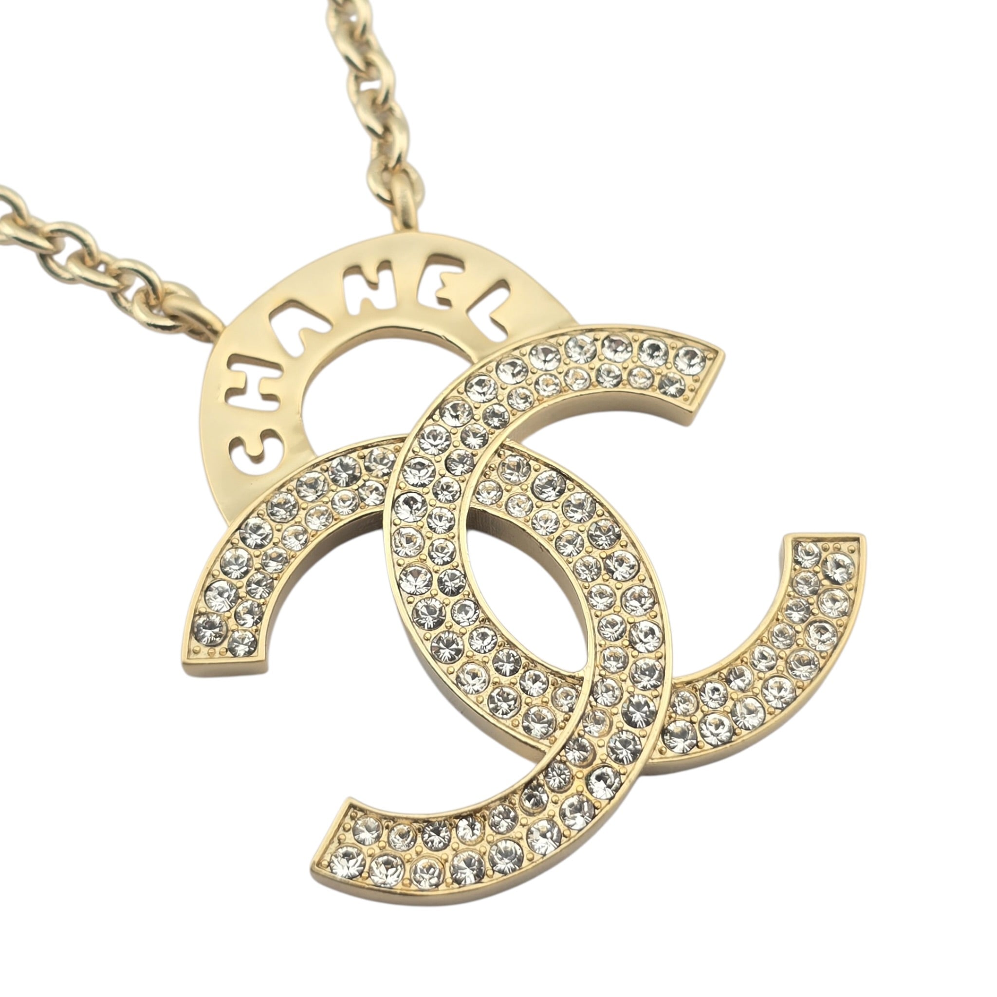 Chanel CC Gold Crystal Pendant Necklace 2021 CHANEL
