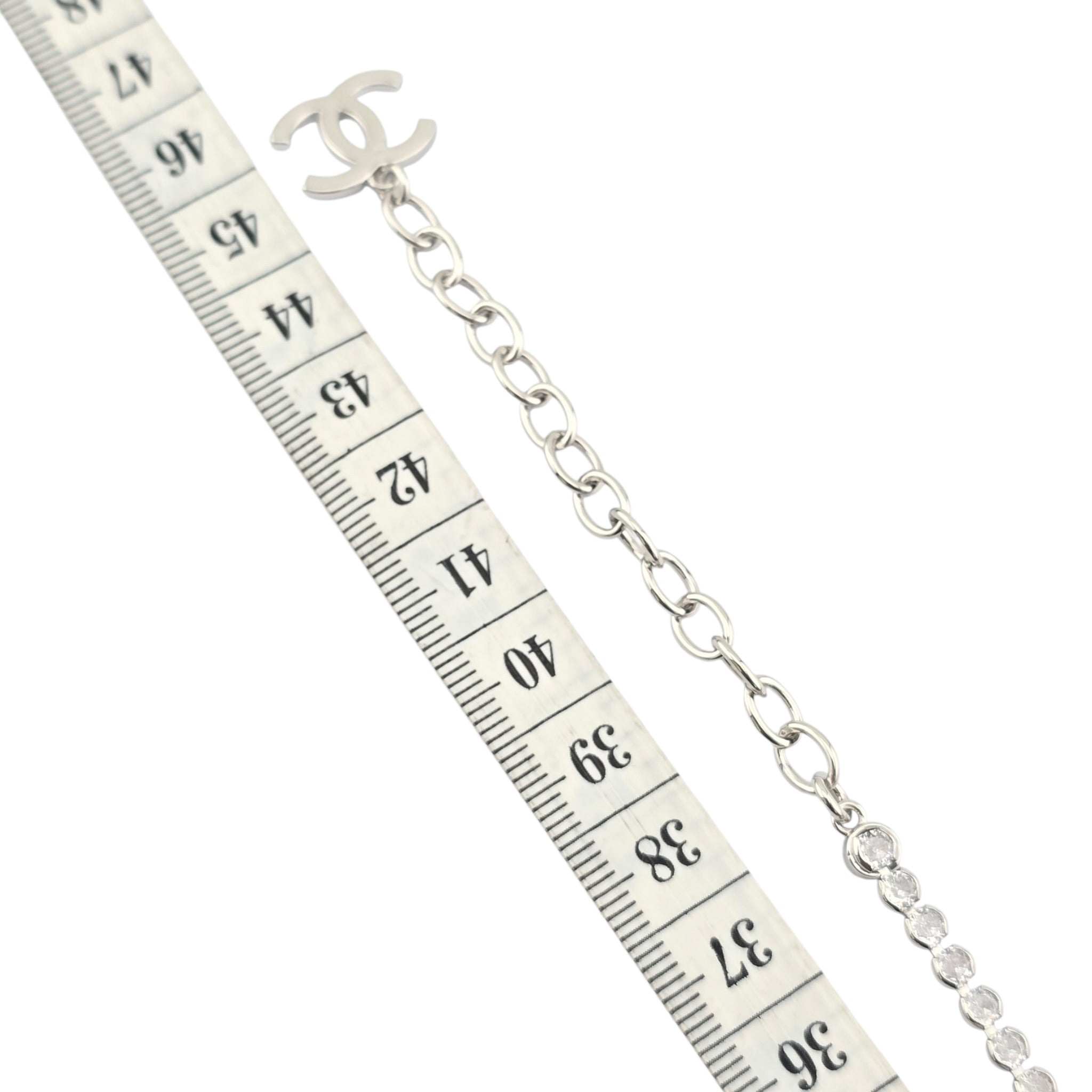 Chanel CC Faux Pearl Silver Crystal Necklace 2025 CHANEL