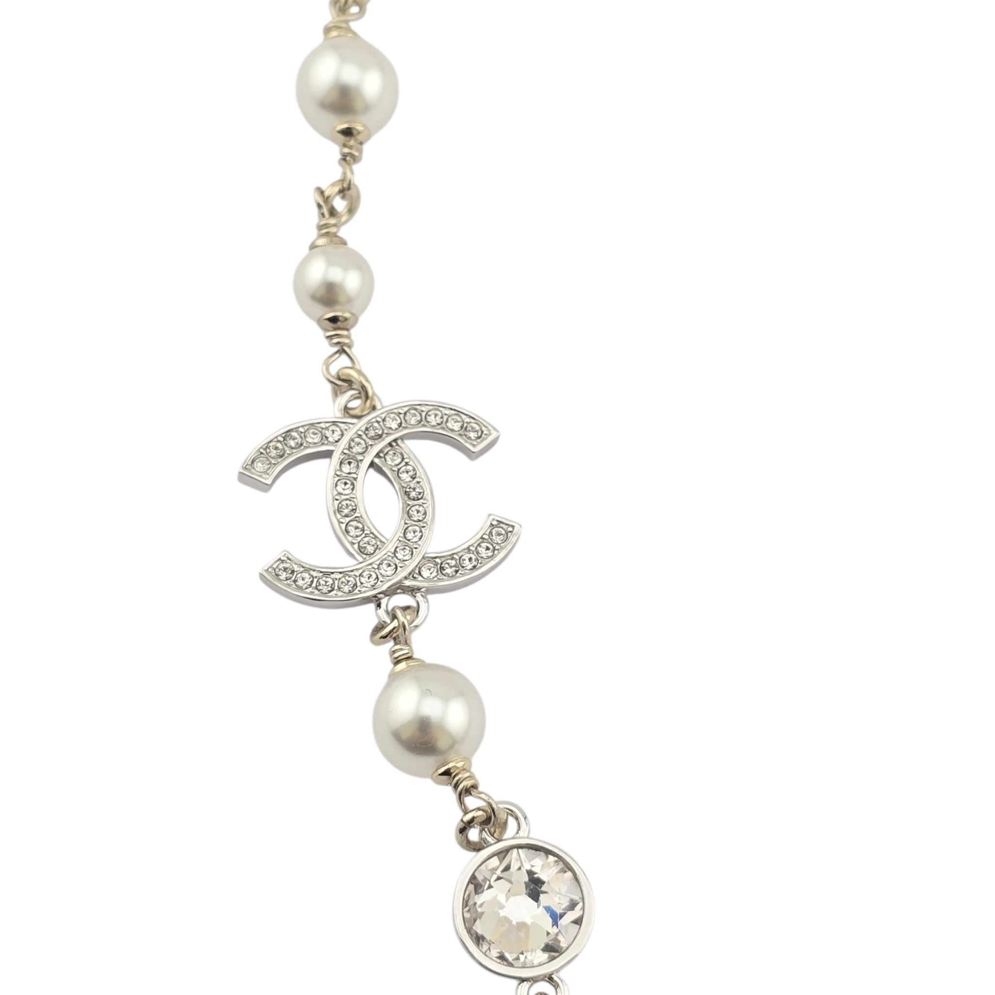 Chanel CC Gold Silver Bow Faux Pearl Necklace 2025 CHANEL