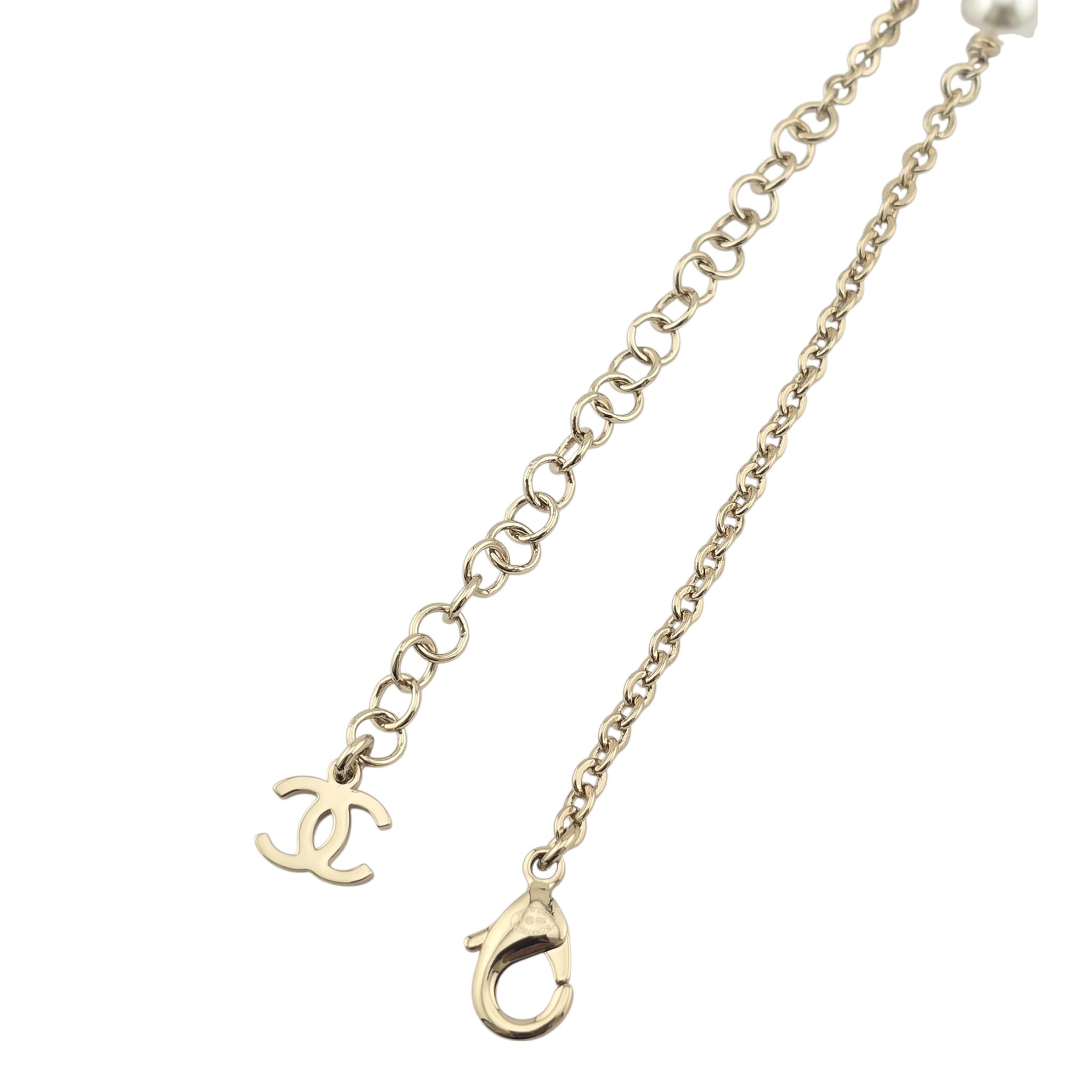 Chanel CC Gold Silver Bow Faux Pearl Necklace 2025 CHANEL