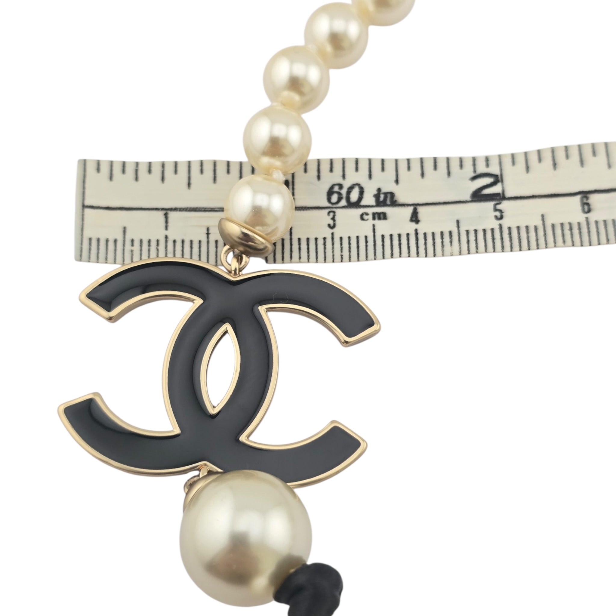 Chanel CC Faux Pearl Black Long Necklace 2025 CHANEL