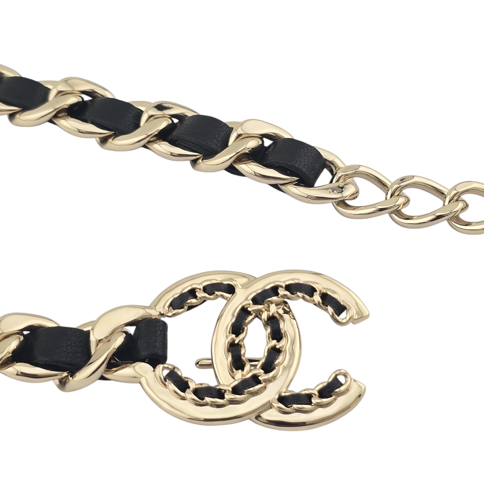 Chanel CC Gold Black Leather Belt 2022 CHANEL