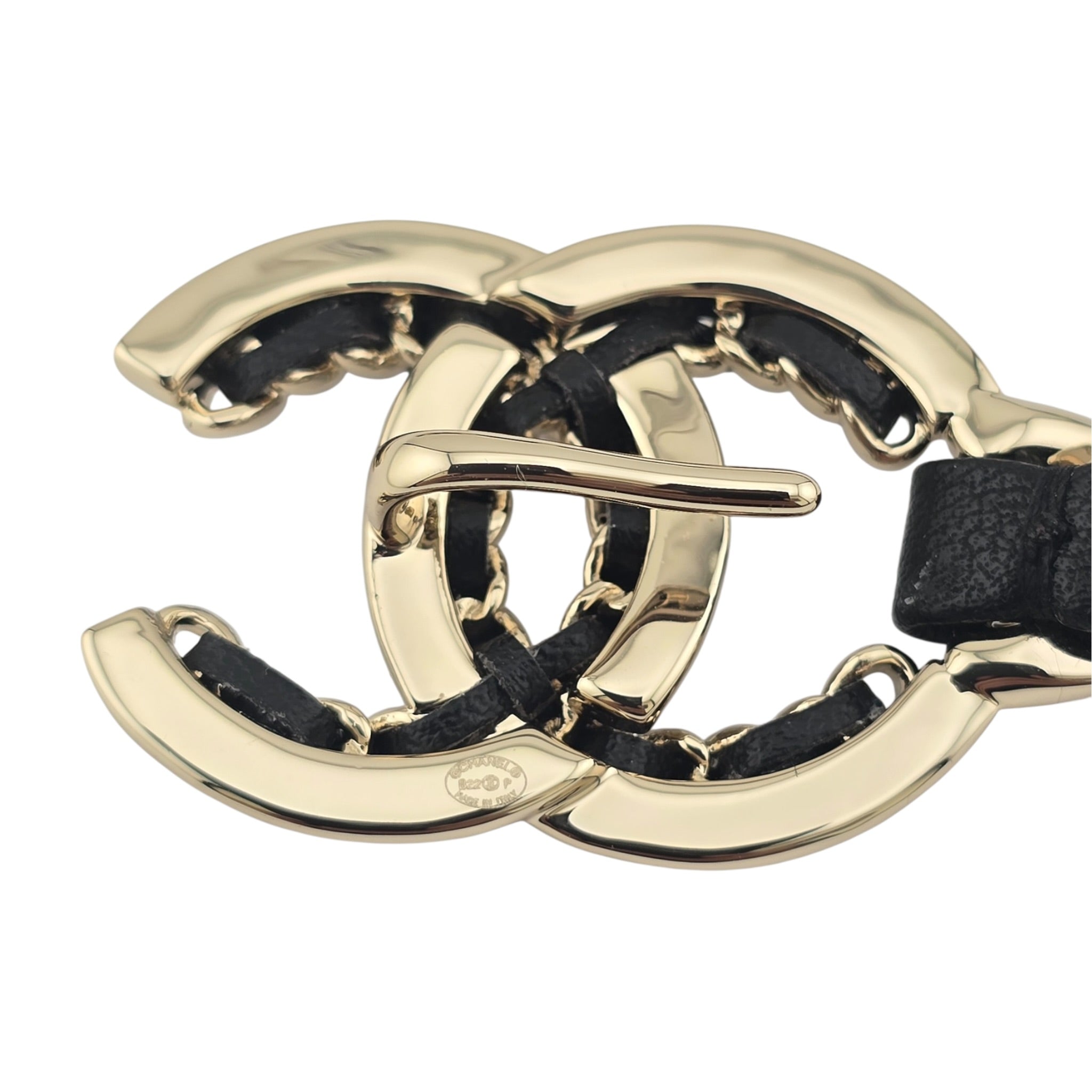 Chanel CC Gold Black Leather Belt 2022 CHANEL