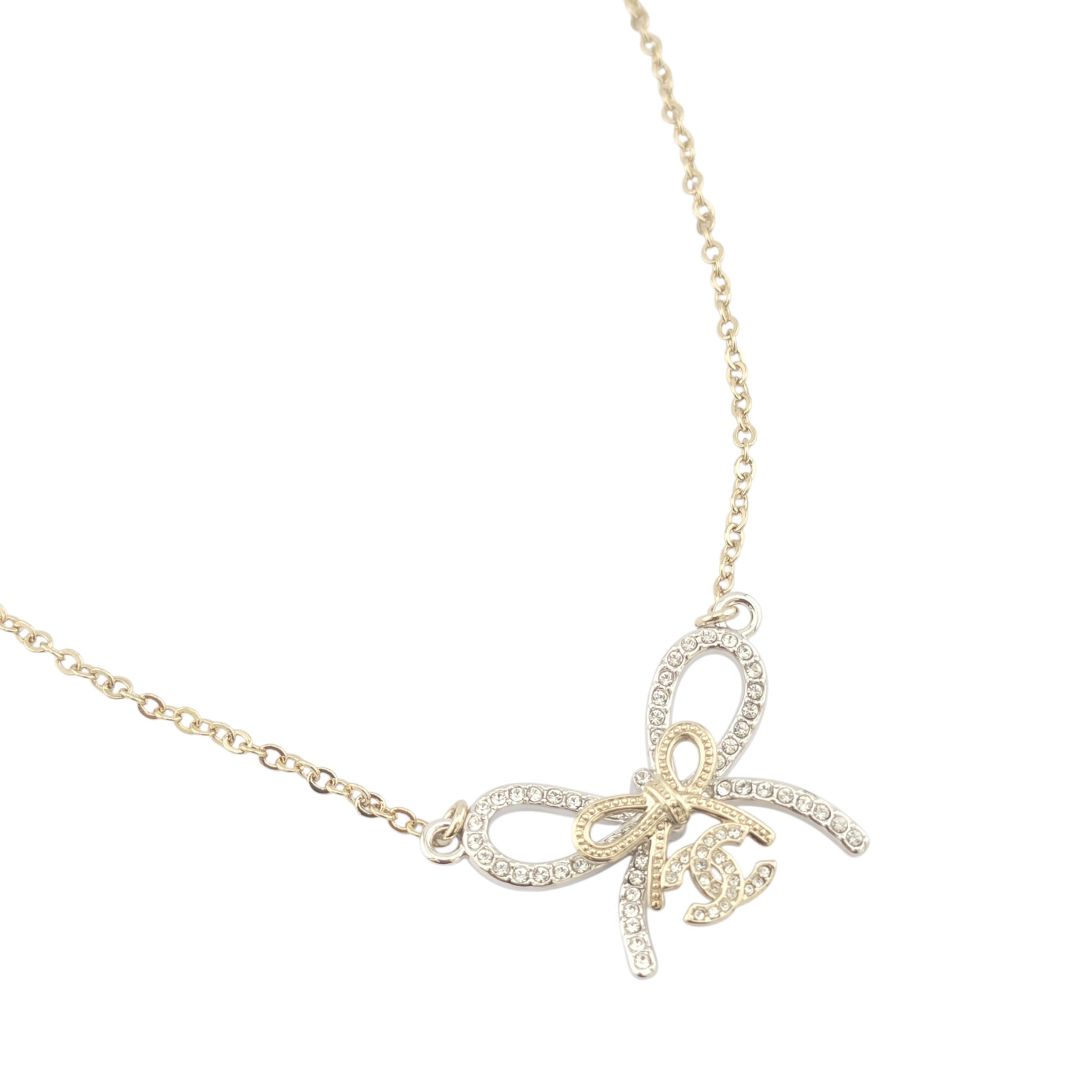 Chanel CC Gold Silver Bow Necklace 2025 CHANEL