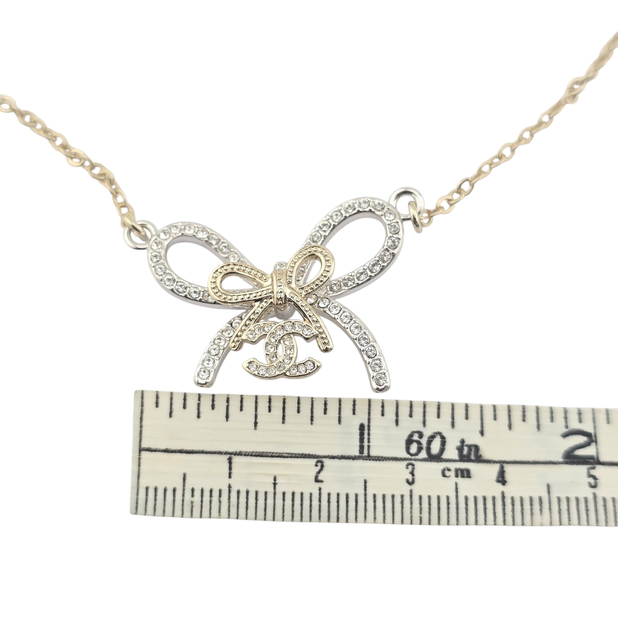 Chanel CC Gold Silver Bow Necklace 2025 CHANEL
