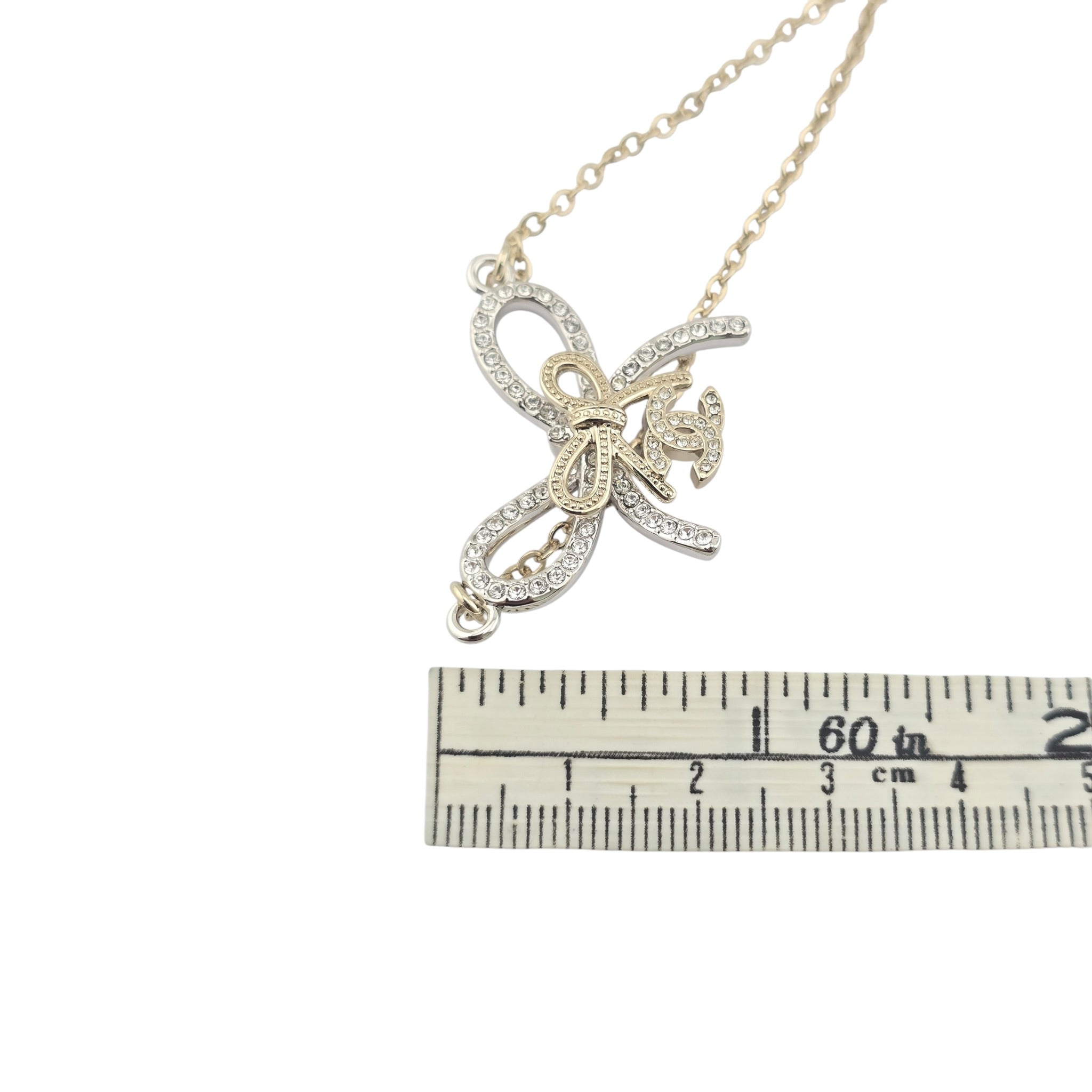 Chanel CC Gold Silver Bow Necklace 2025 CHANEL
