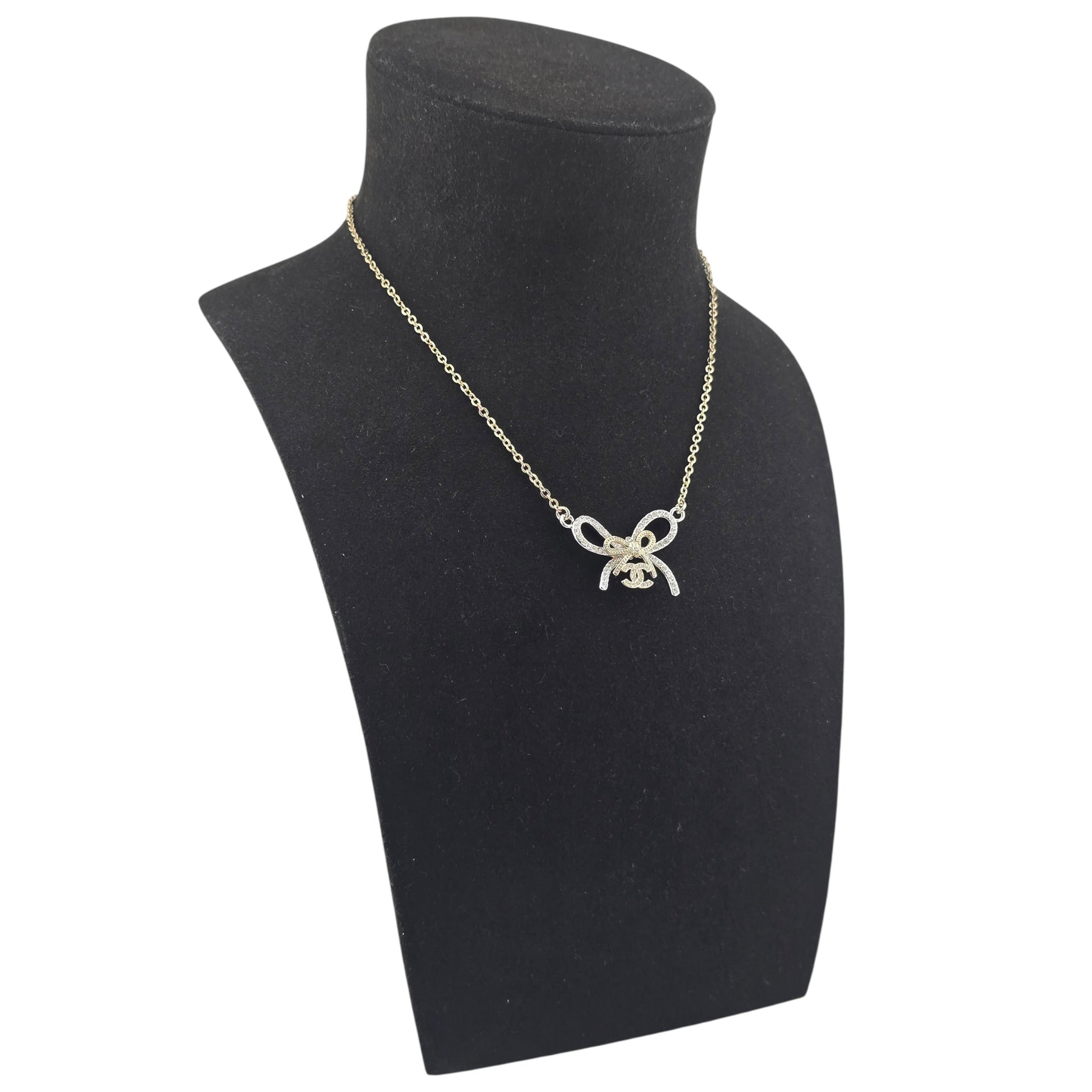 Chanel CC Gold Silver Bow Necklace 2025 CHANEL