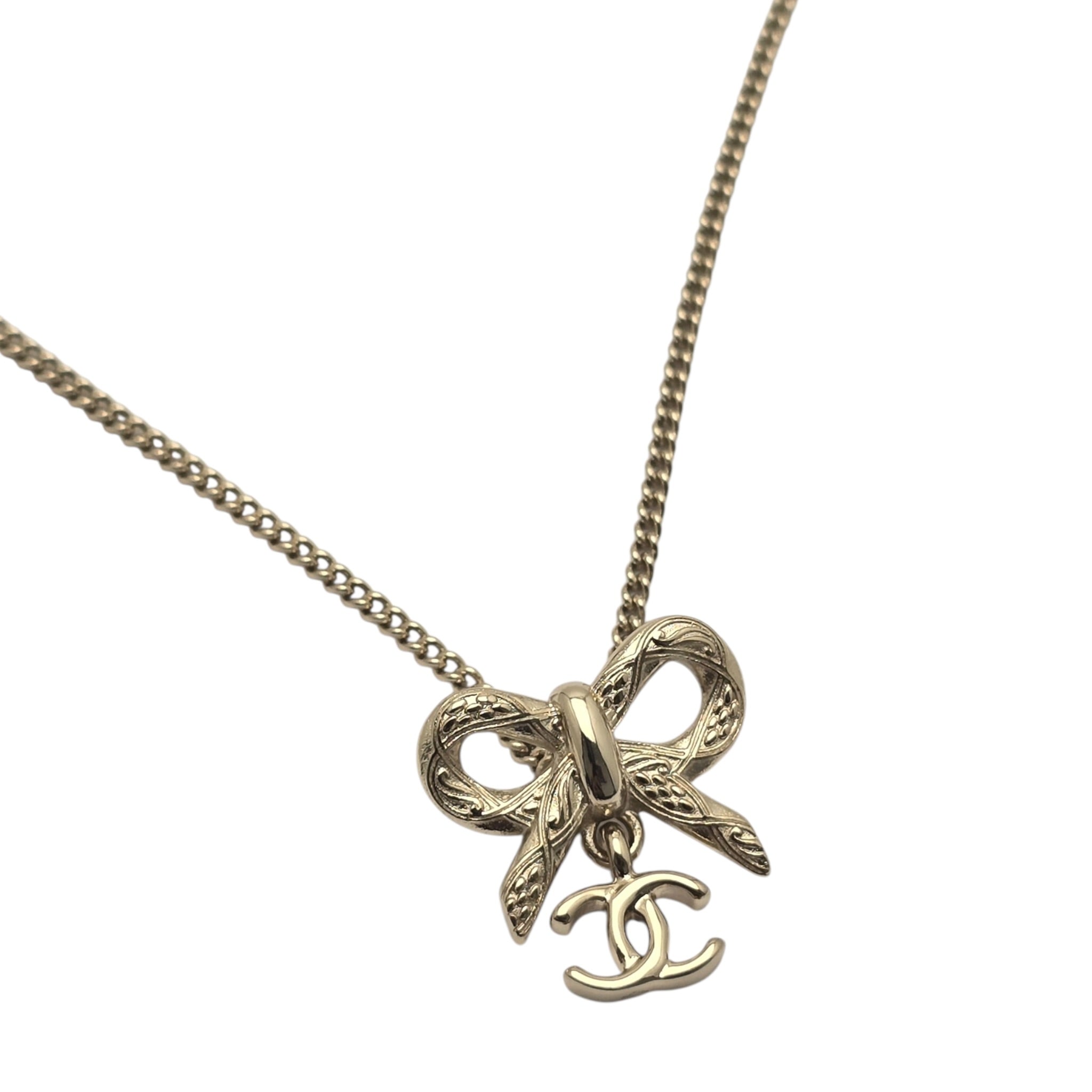Chanel CC Bow Gold Necklace CHANEL