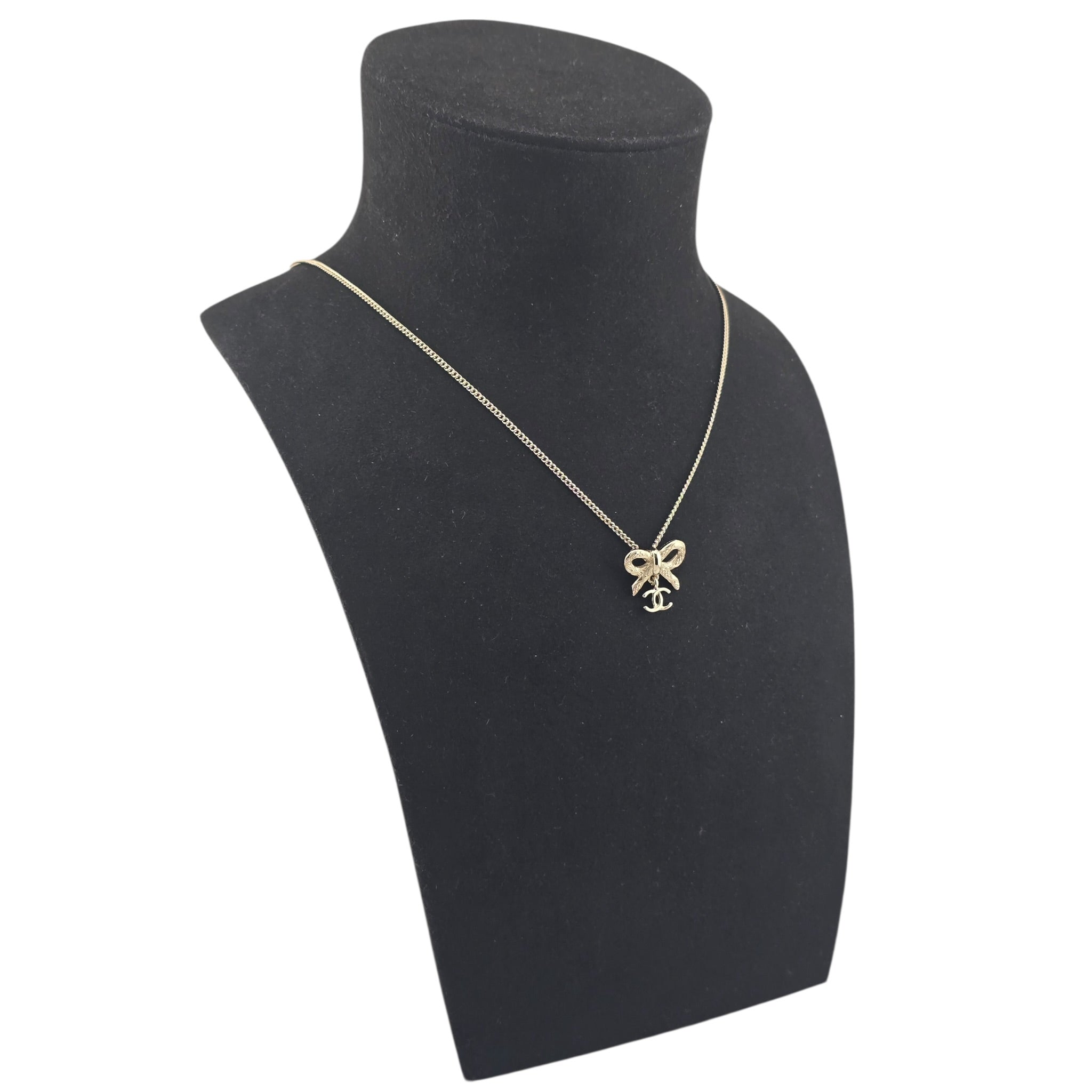 Chanel CC Bow Gold Necklace CHANEL