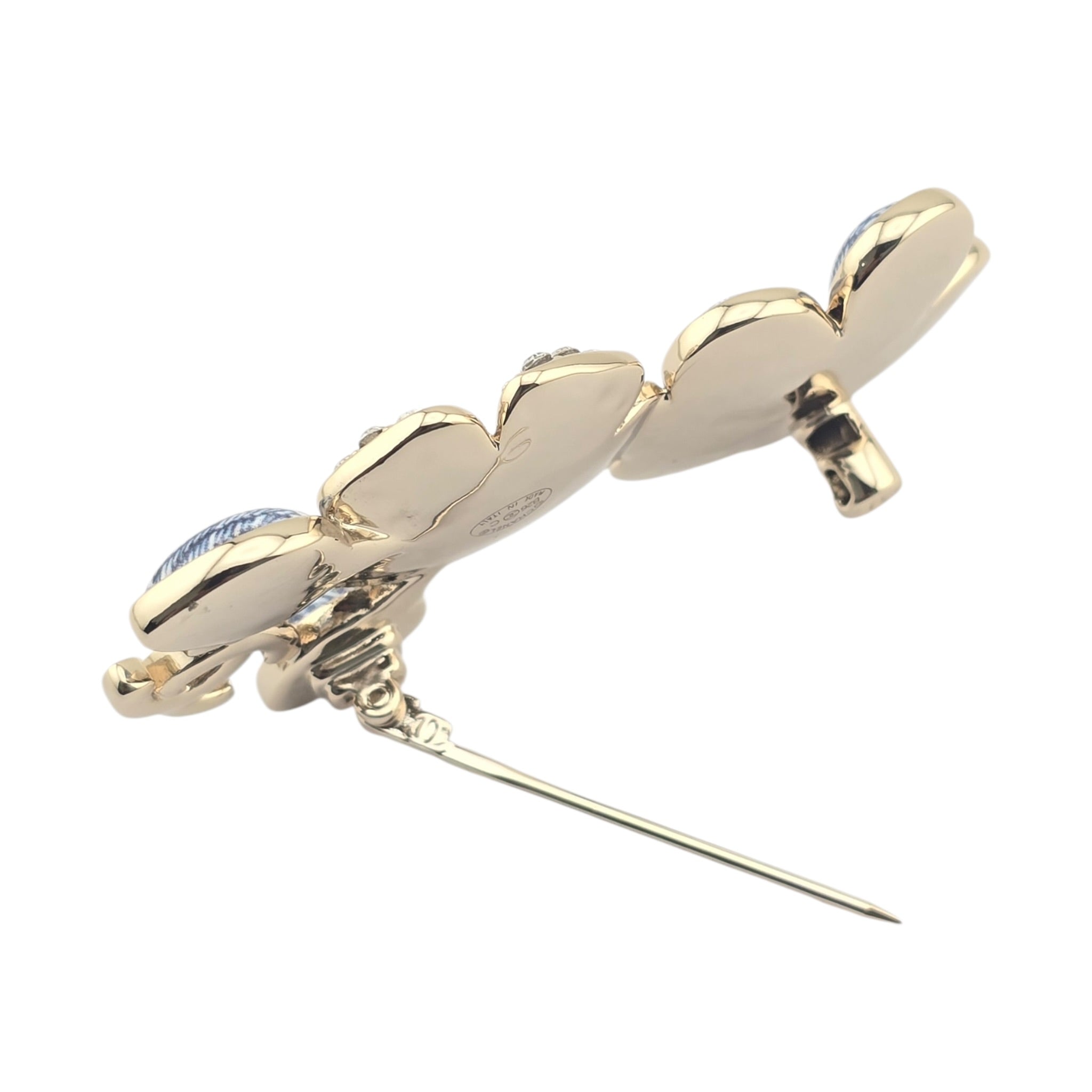 Chanel CC Enamel Crystal Floral Denim Brooch 2026 CHANEL