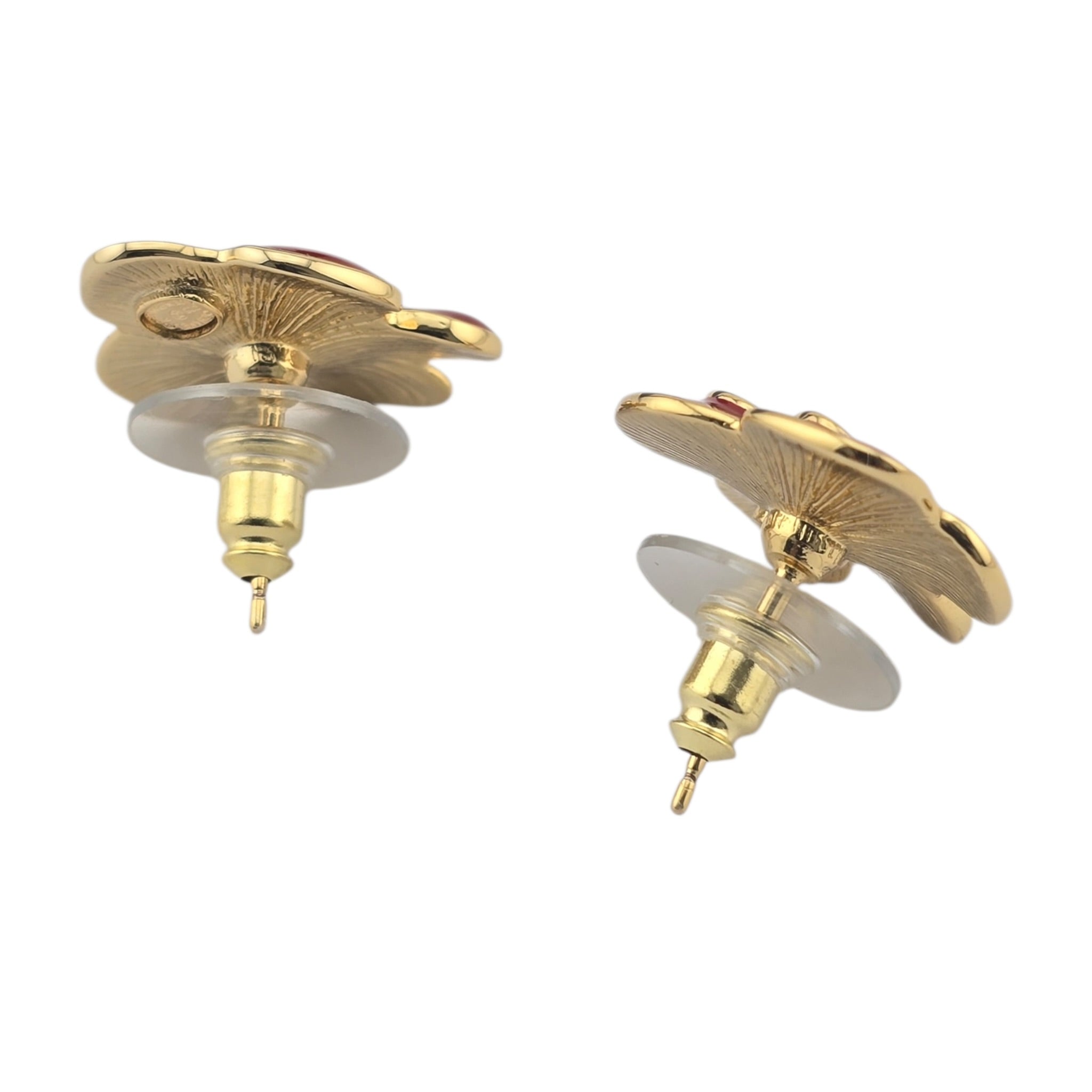 Chanel CC Red Gold Resin Camellia Earrings 2026 CHANEL