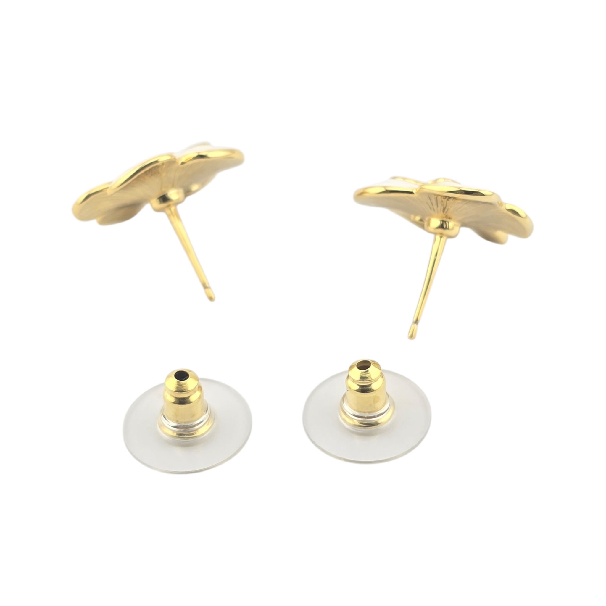 Chanel CC White Gold Resin Camellia Earrings 2026 CHANEL