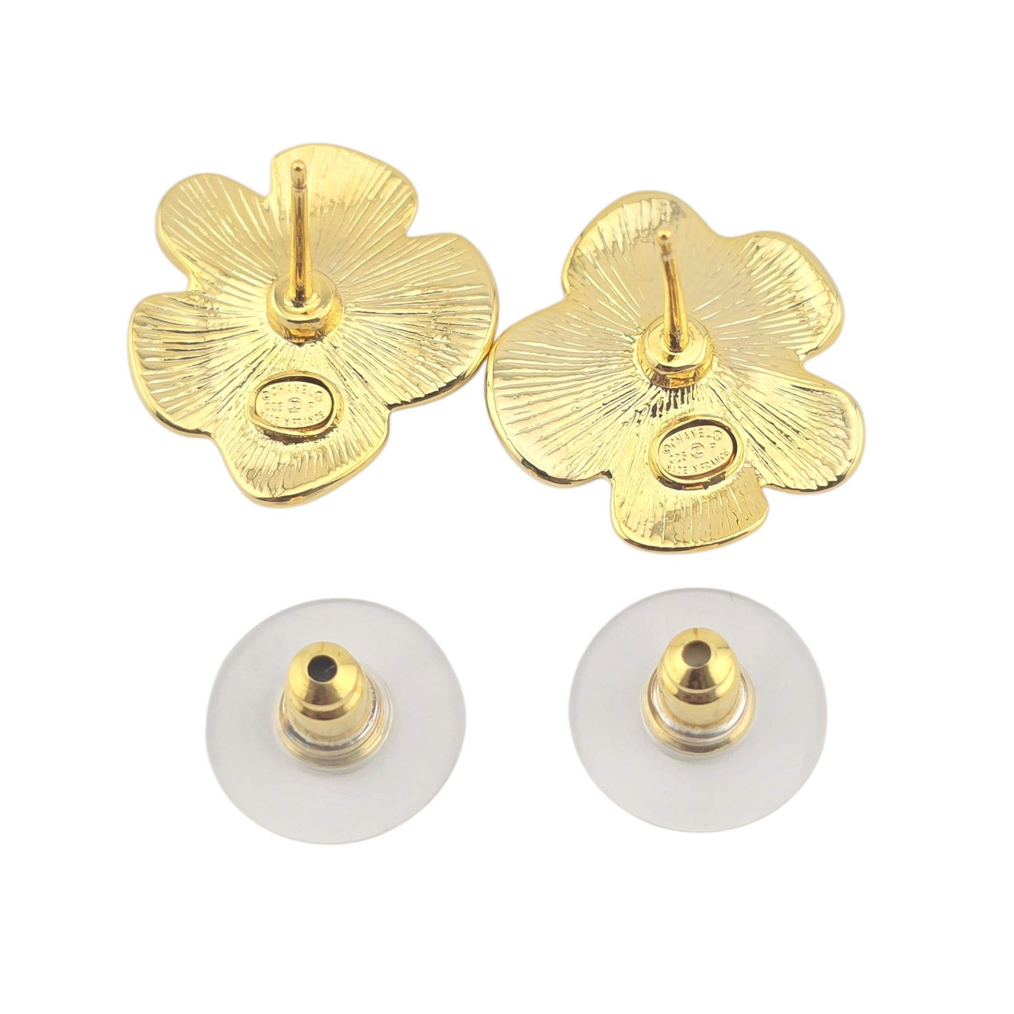 Chanel CC White Gold Resin Camellia Earrings 2026 CHANEL