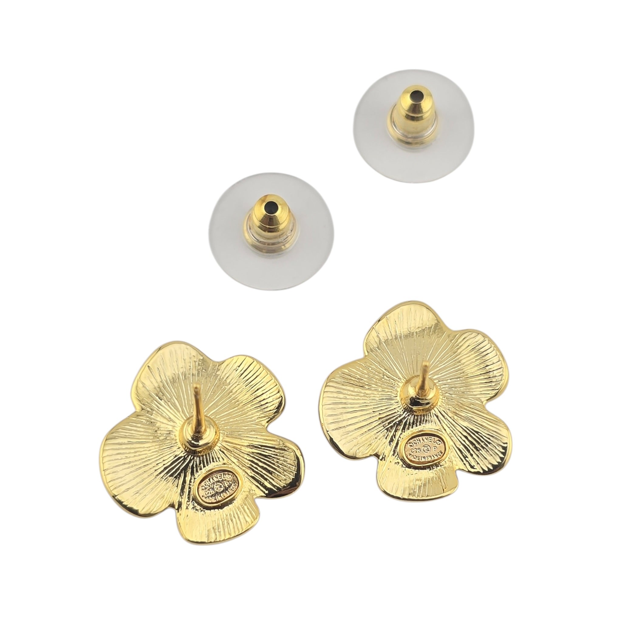 Chanel CC Black Gold Enamel Camellia Earrings 2026 CHANEL