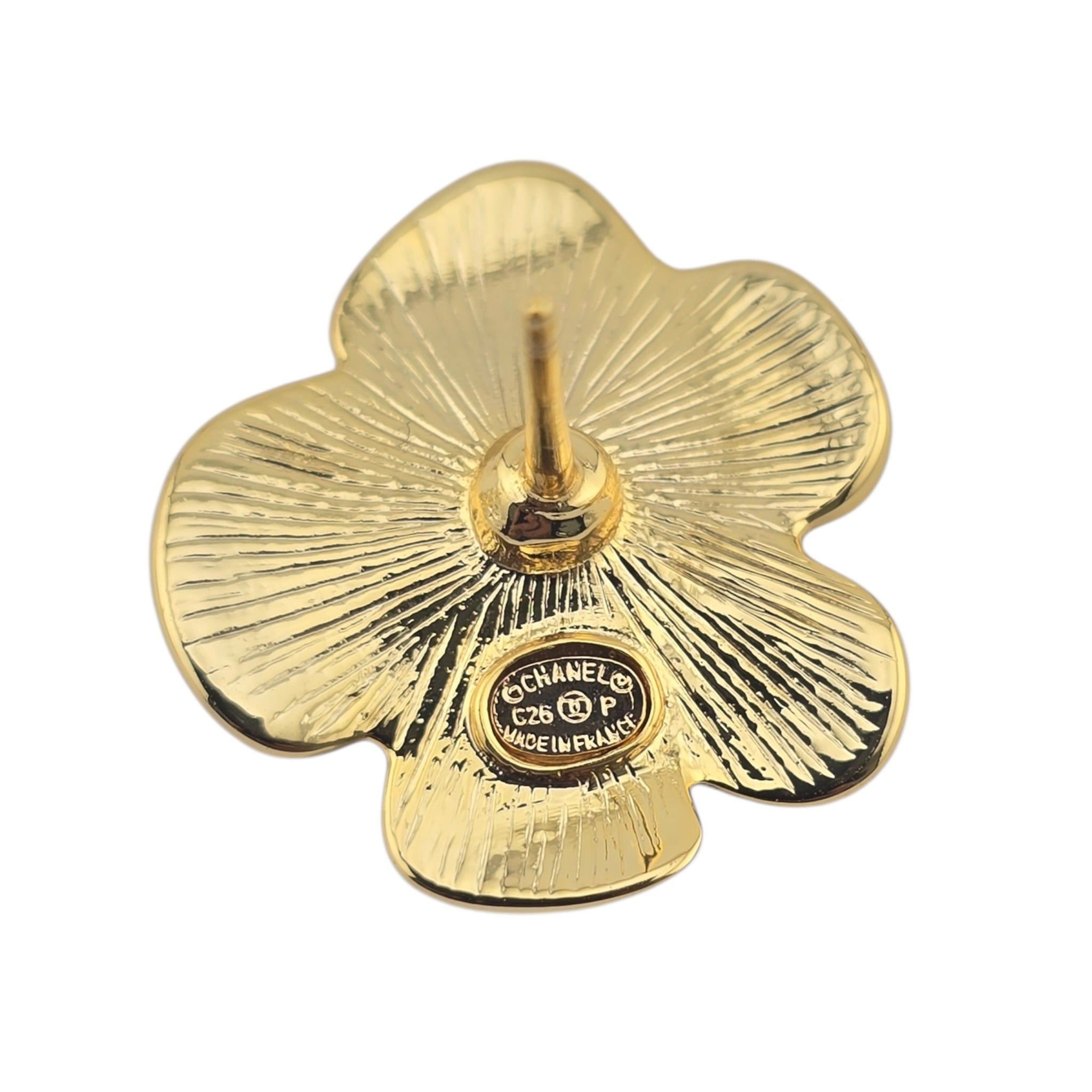 Chanel CC Black Gold Enamel Camellia Earrings 2026 CHANEL