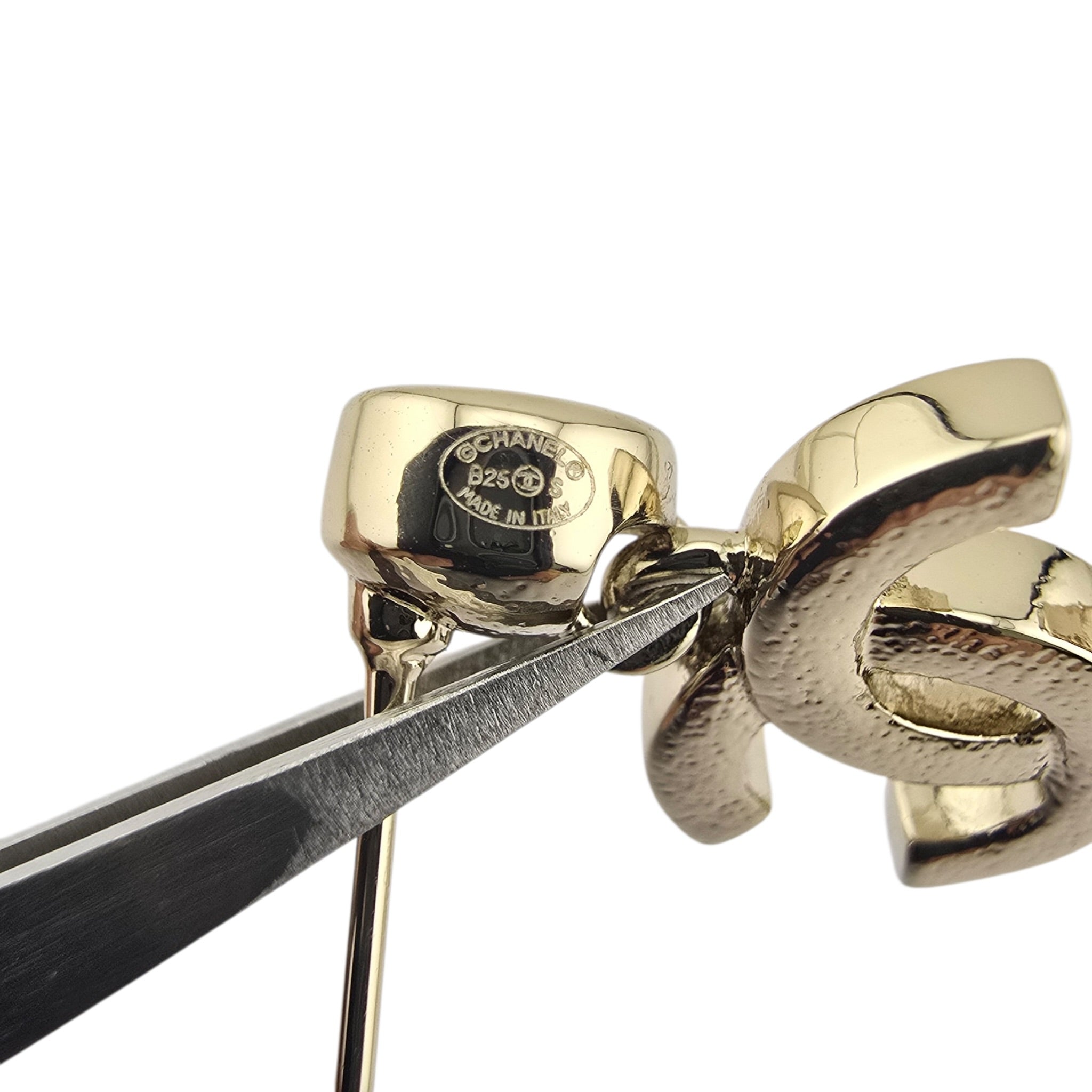 Chanel CC Crystals Drop Earrings Gold Tone 25S CHANEL