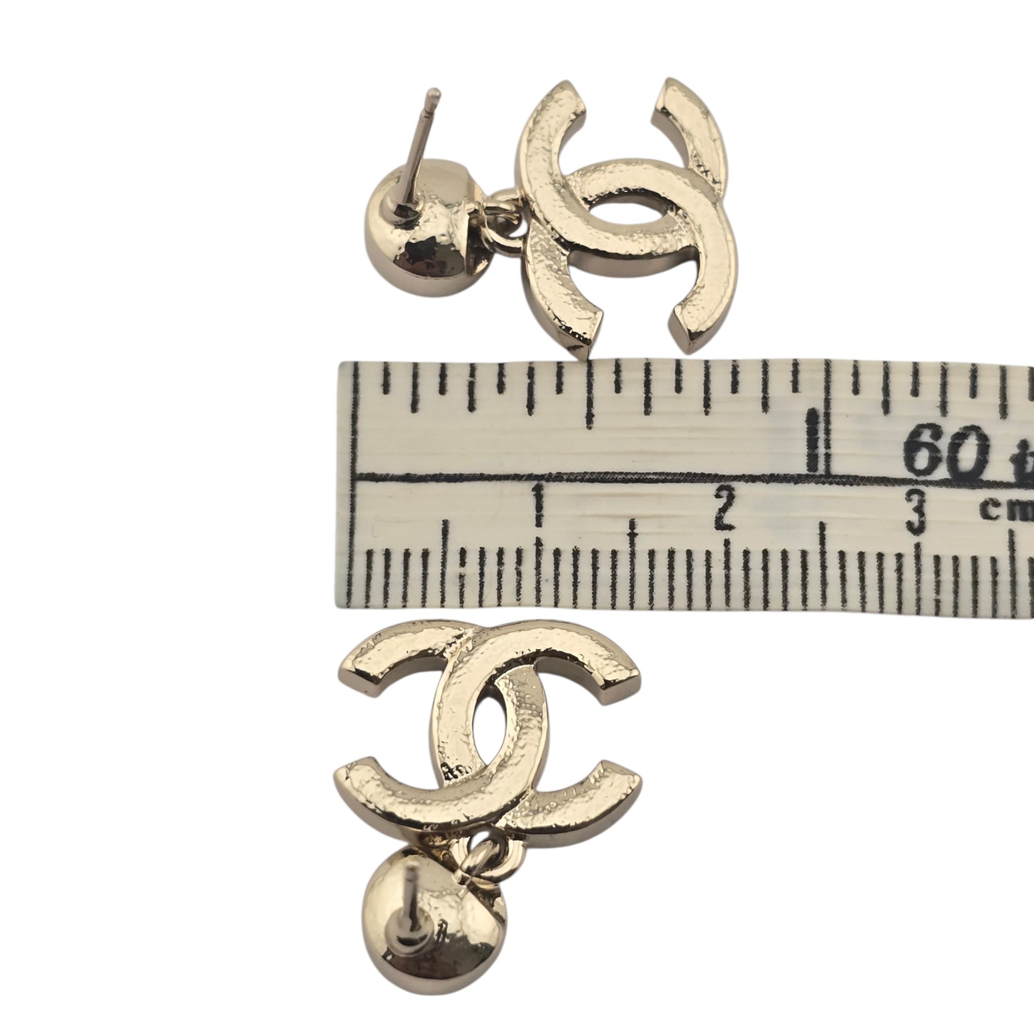 Chanel CC Crystals Drop Earrings Gold Tone 25S CHANEL