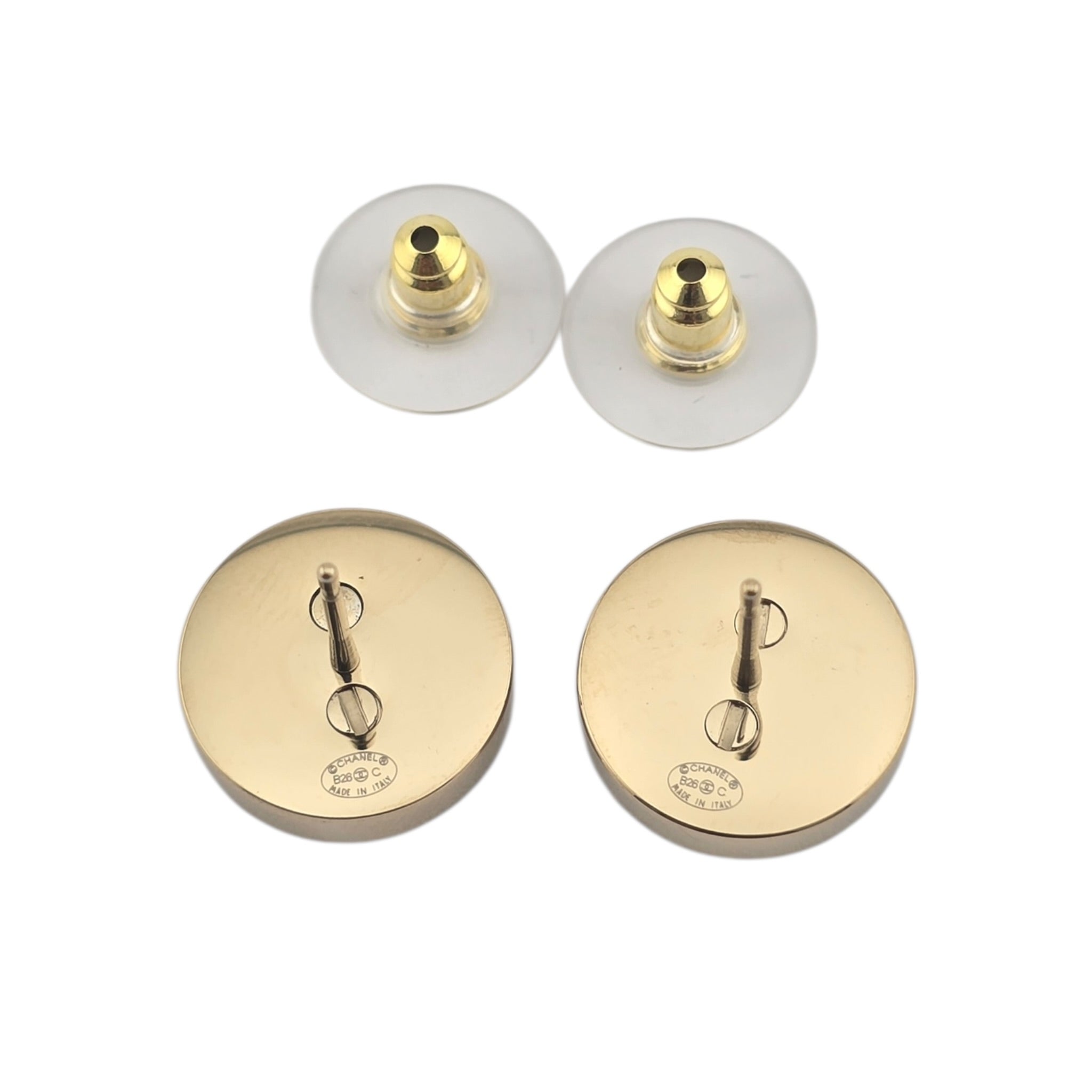 Chanel CC Blue Gold Round Denim Earrings 2026 CHANEL