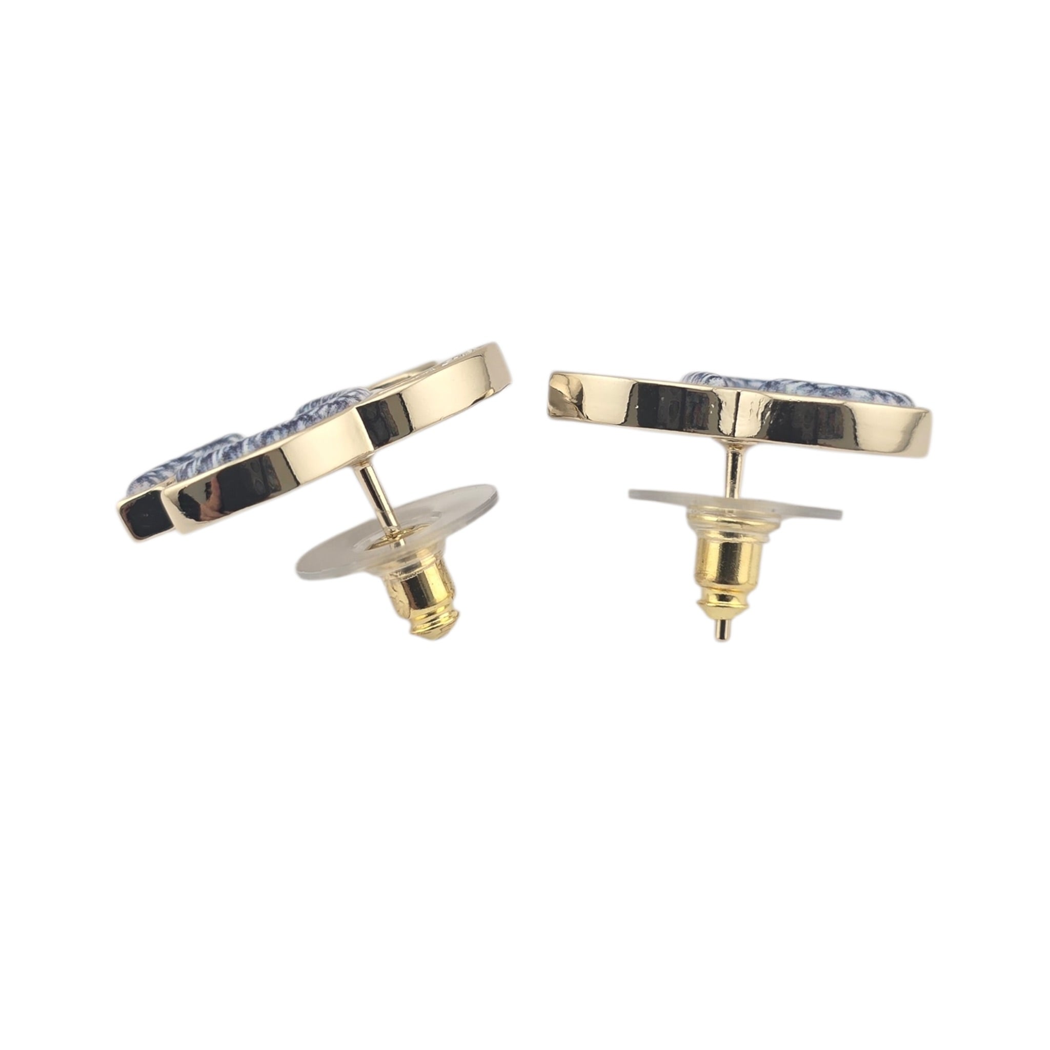 Chanel CC 26C Blue Gold Denim Earrings 2026 CHANEL