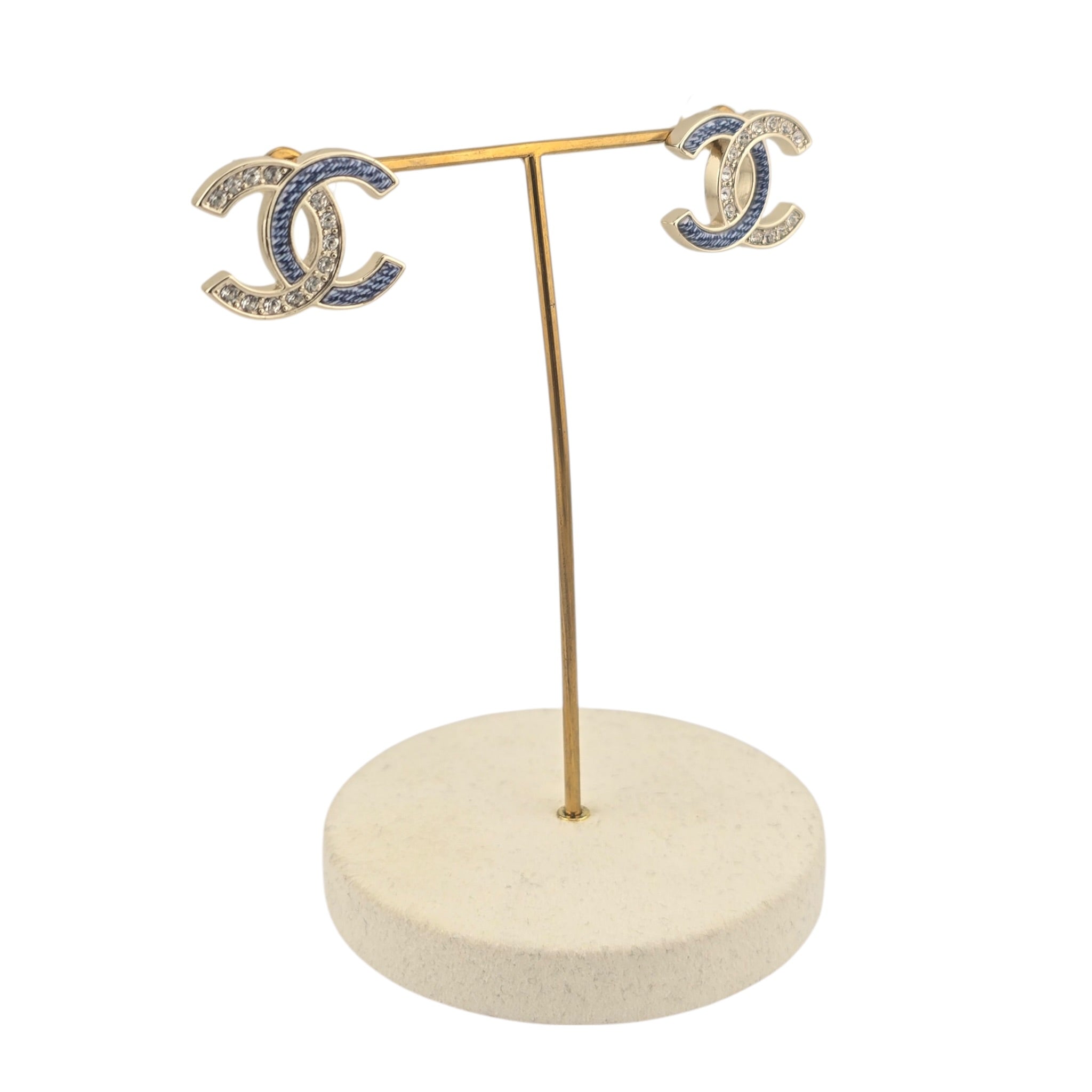 Chanel CC 26C Blue Gold Denim Earrings 2026 CHANEL