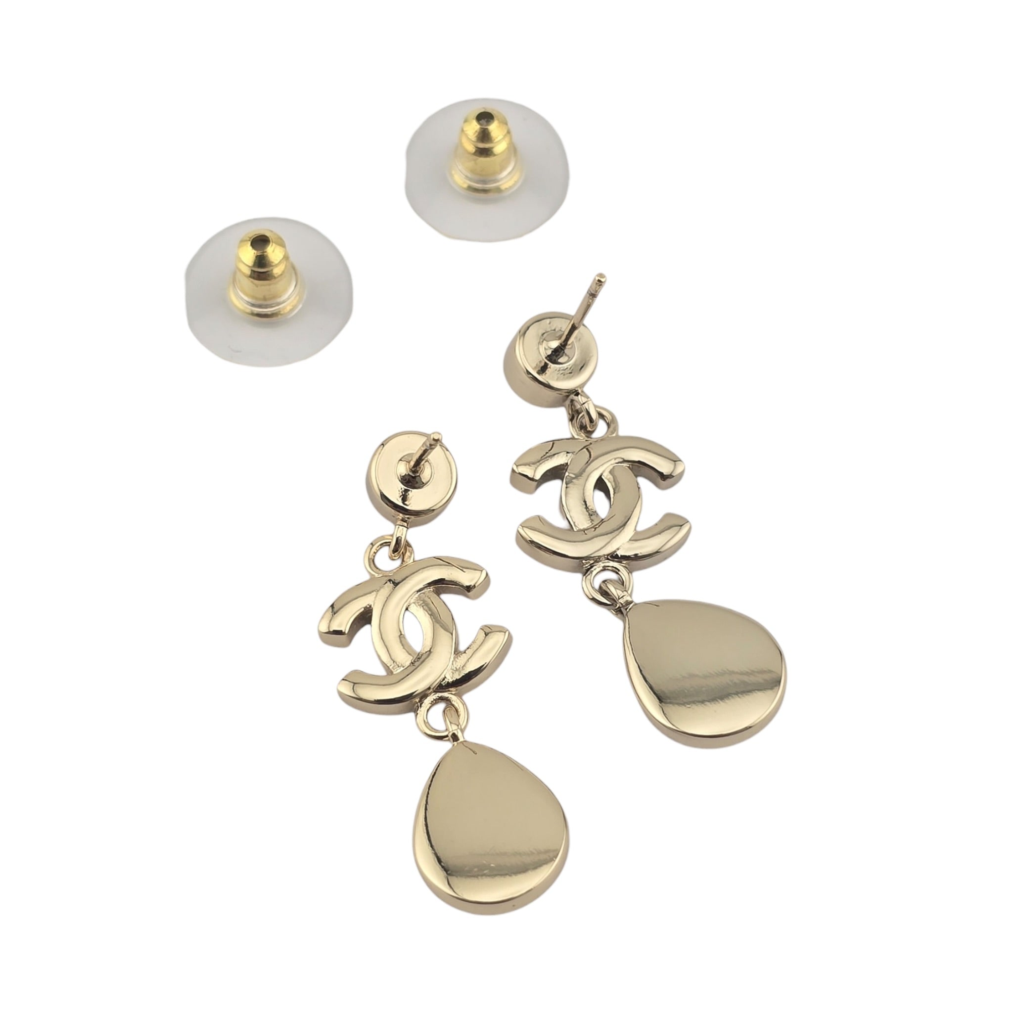 Chanel CC Blue Gold Denim Drop Earrings 2026 CHANEL